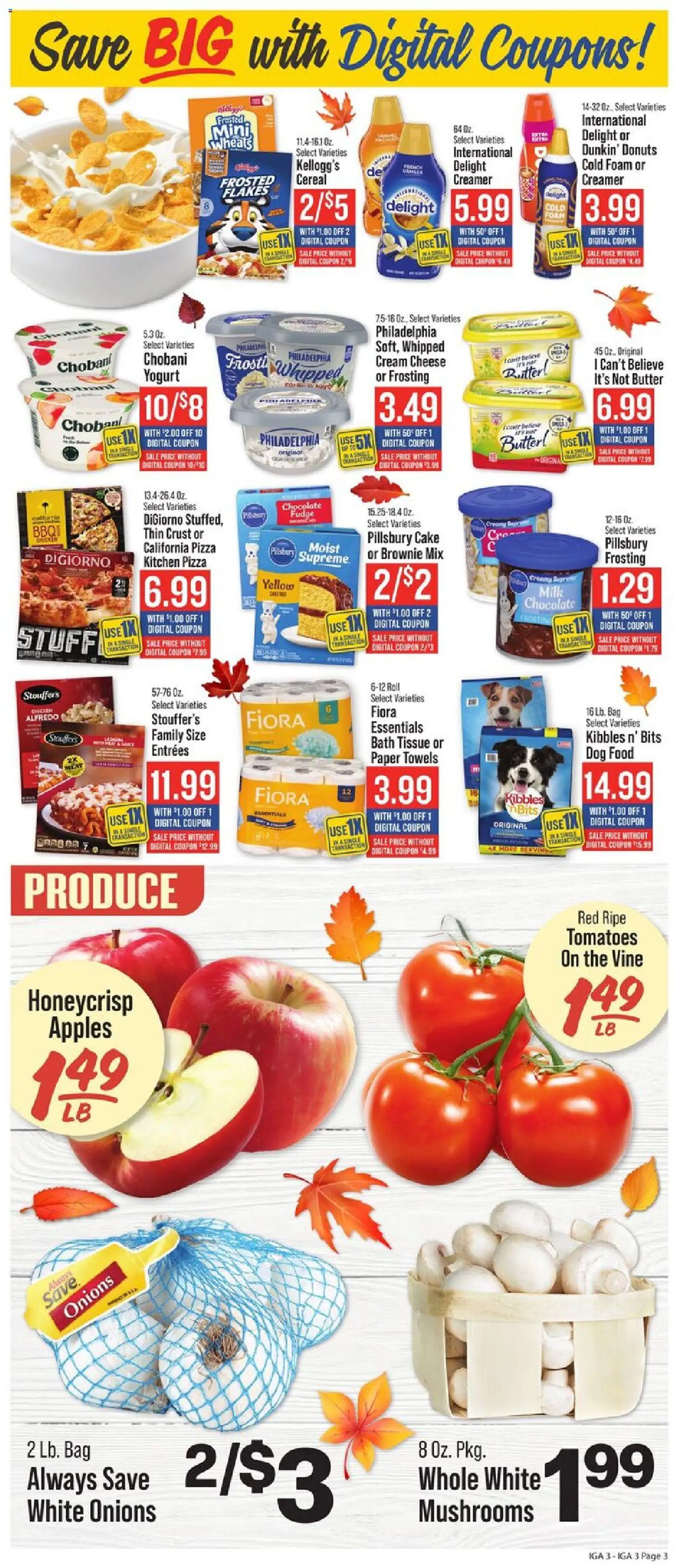 IGA Weekly Ad - valid from 05.11.2025 | Page: 4 | Products: Mushrooms, Milk, Chocolate, Tomatoes