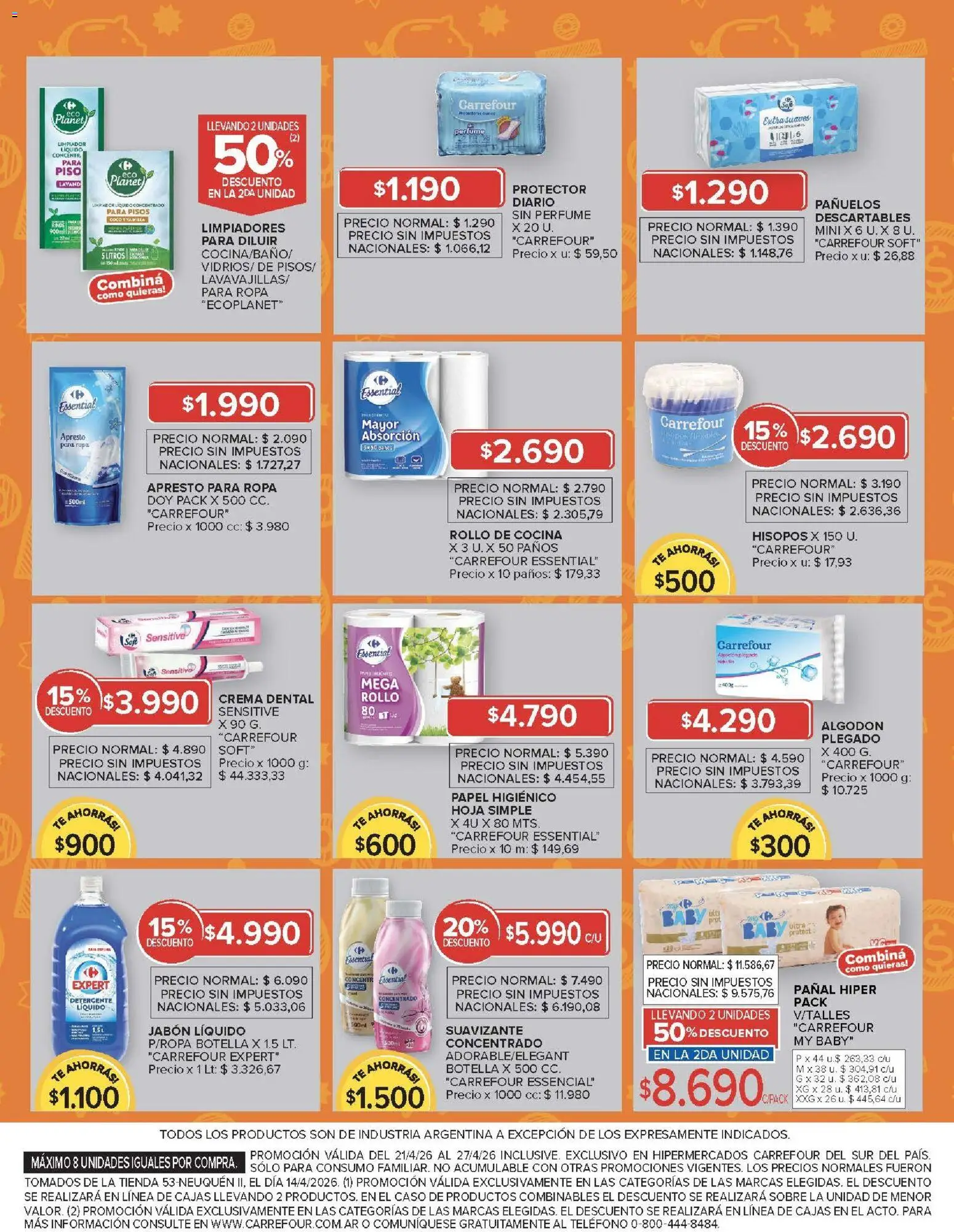 Carrefour -Carrefour Hiper │ válido desde el 21.04.2026 | Página: 14 | Productos: Jabón líquido, Jabón, Detergente, Suavizante