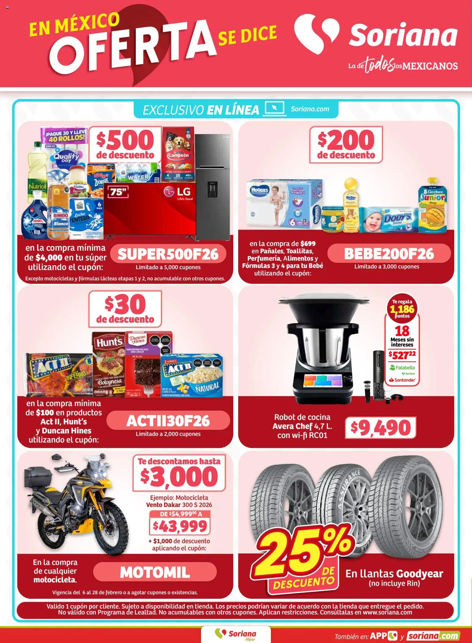 Nuevas ofertas de Soriana válidas en toda la República Mexicana desde el 19.02.2026. ¡Encuentra las mejores ofertas en Soriana - Fin de Semana Híper: Chih, Delicias, Dur y Coah (excepto Saltillo)! | Página: 13 | Productos: Robot, Cocina, Té