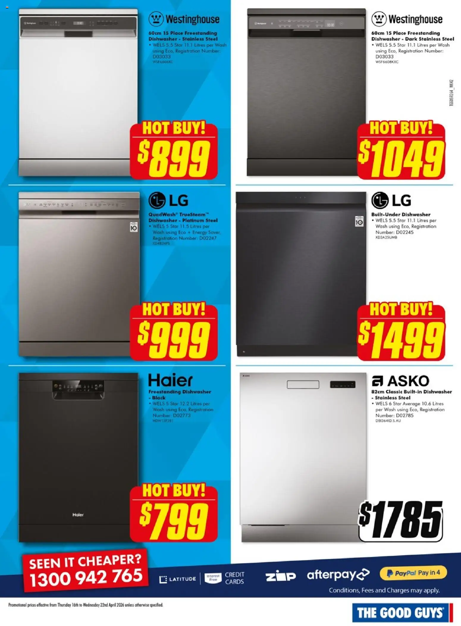 The Good Guys catalogue - valid from 15.04.2026 | Page: 13 | Products: Dishwasher