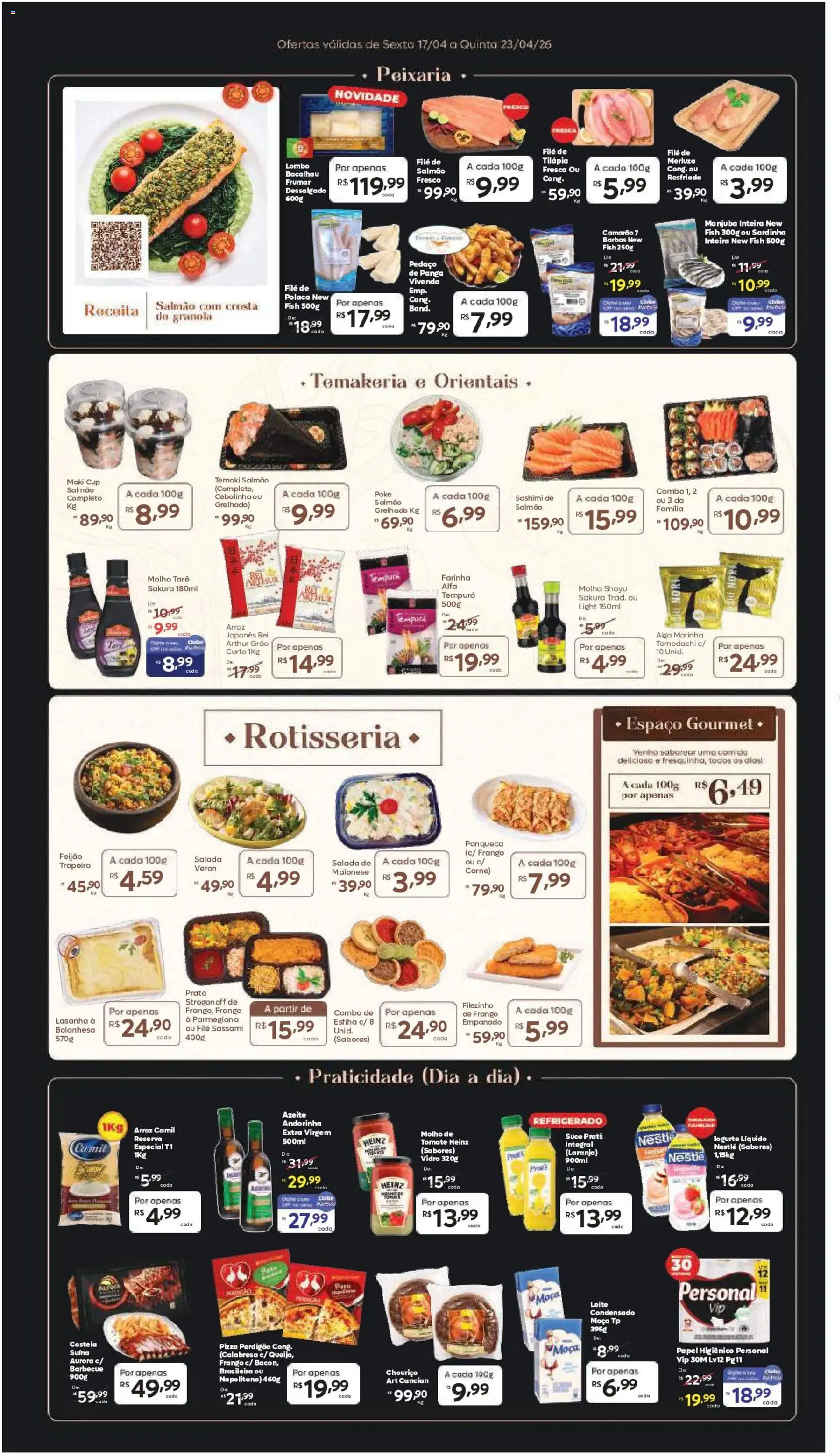 Barbosa Supermercados Folheto - válido de 17.04.2026 | Página: 3 | Produtos: Bacalhau, Suco, Arroz, Papel higiênico