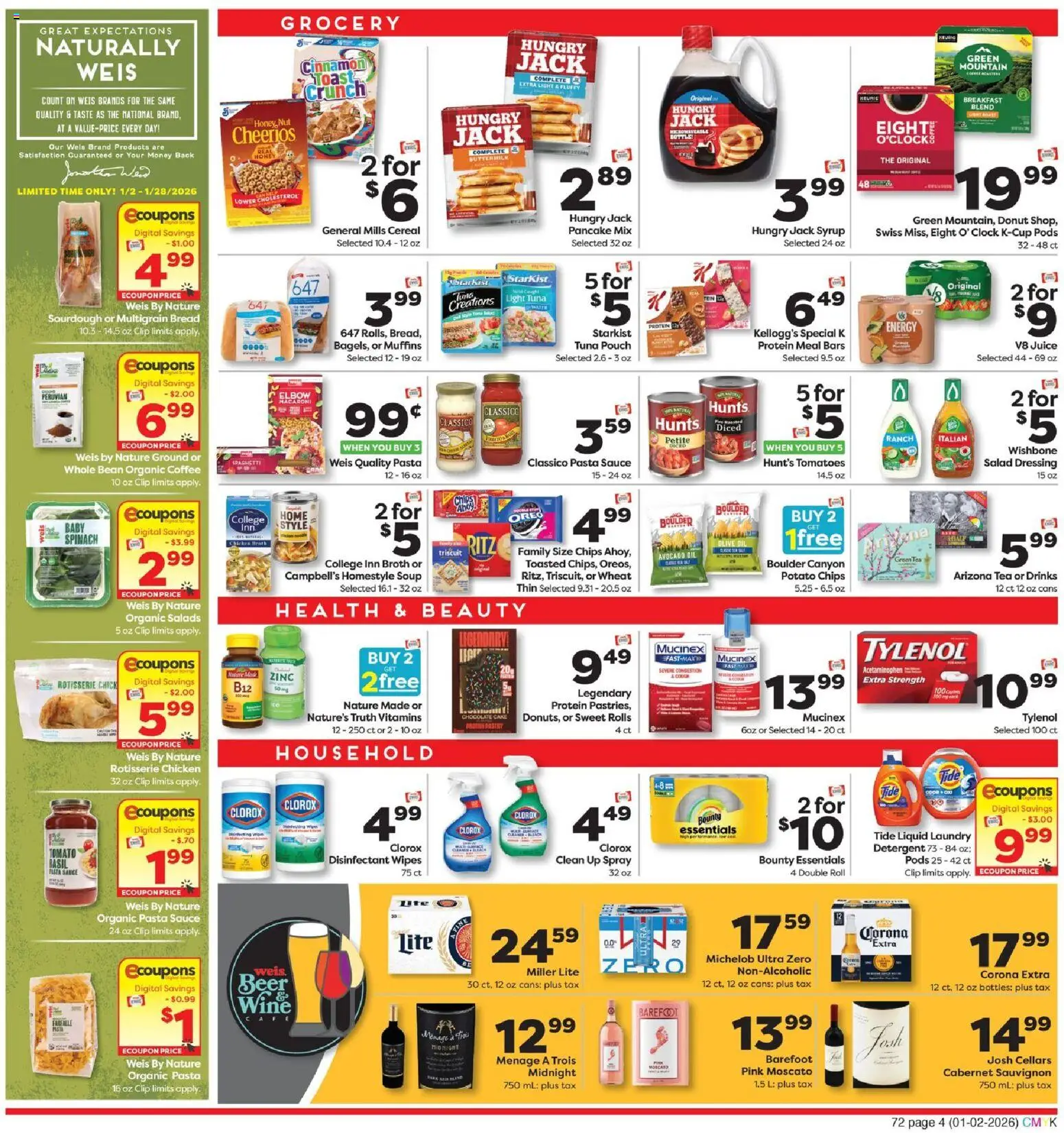 Weis Weekly Circular - WV - valid from 02.01.2026 | Page: 4 | Products: Beer, Detergent, Chips, Avocado