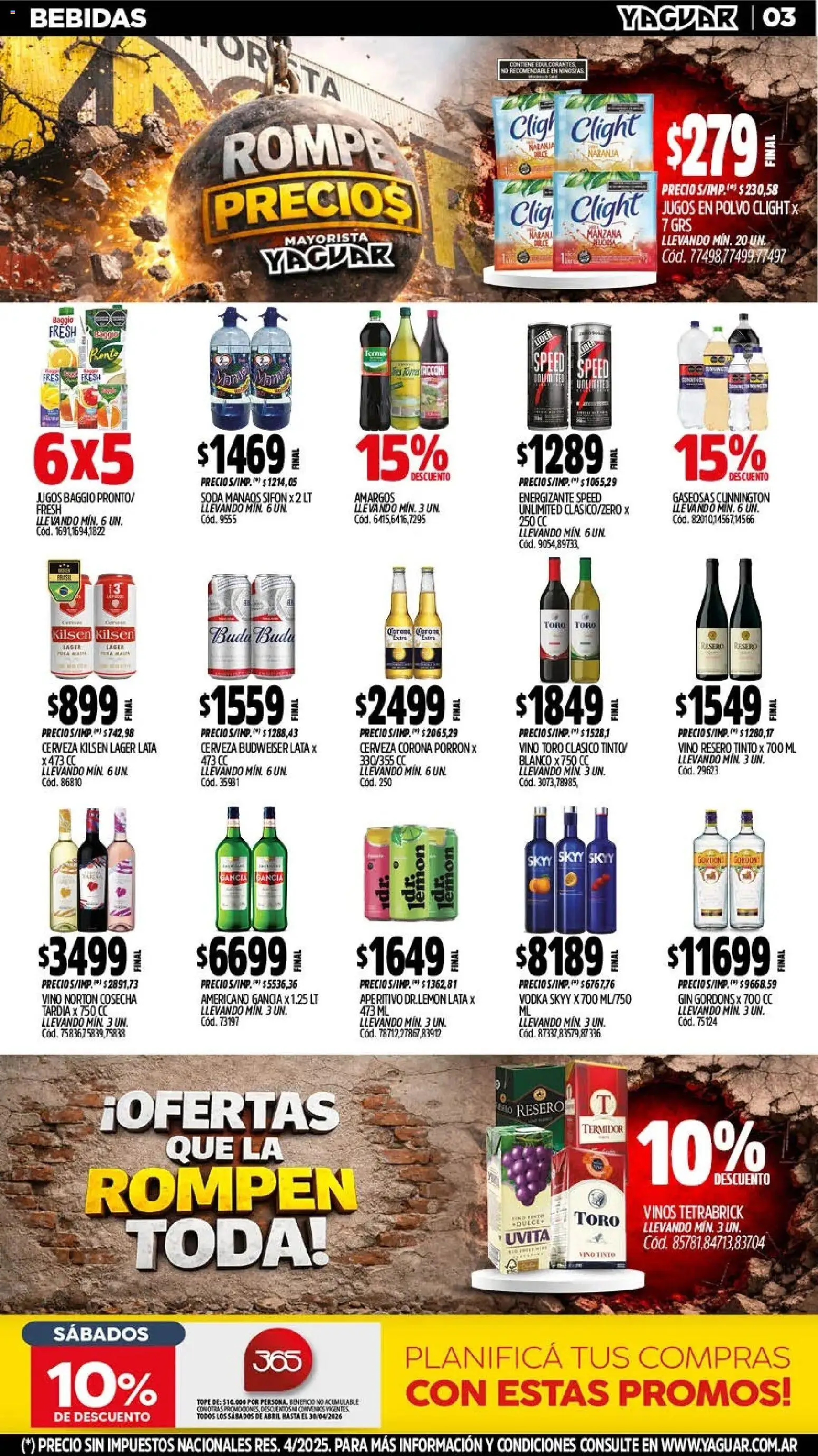 Yaguar - Oferta Semanal Santa Fé │ válido desde el 20.04.2026 | Página: 3 | Productos: Polvo, Gin, Soda, Cerveza