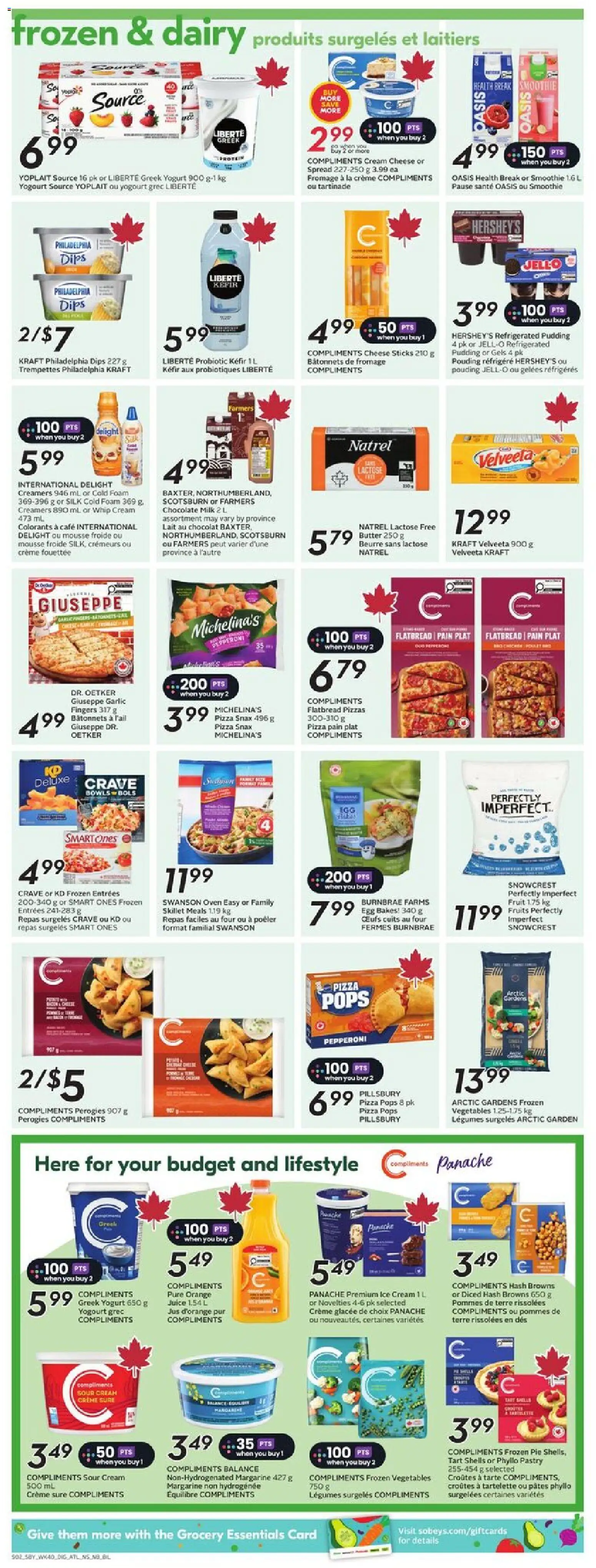 Sobeys flyer valid from 29.01.2026 | Page: 10 | Products: Sour cream, Oven, Milk, Pizza