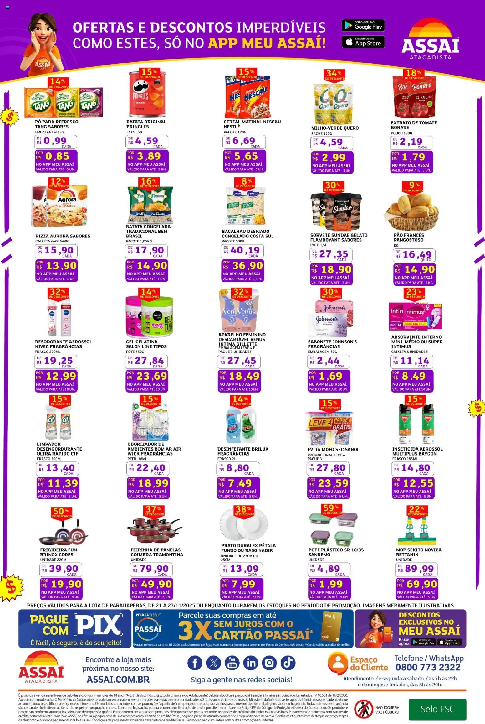 Assaí Atacadista Folheto - válido de 21.11.2025 | Página: 3 | Produtos: Pão, Pneus, Base, Desinfetante