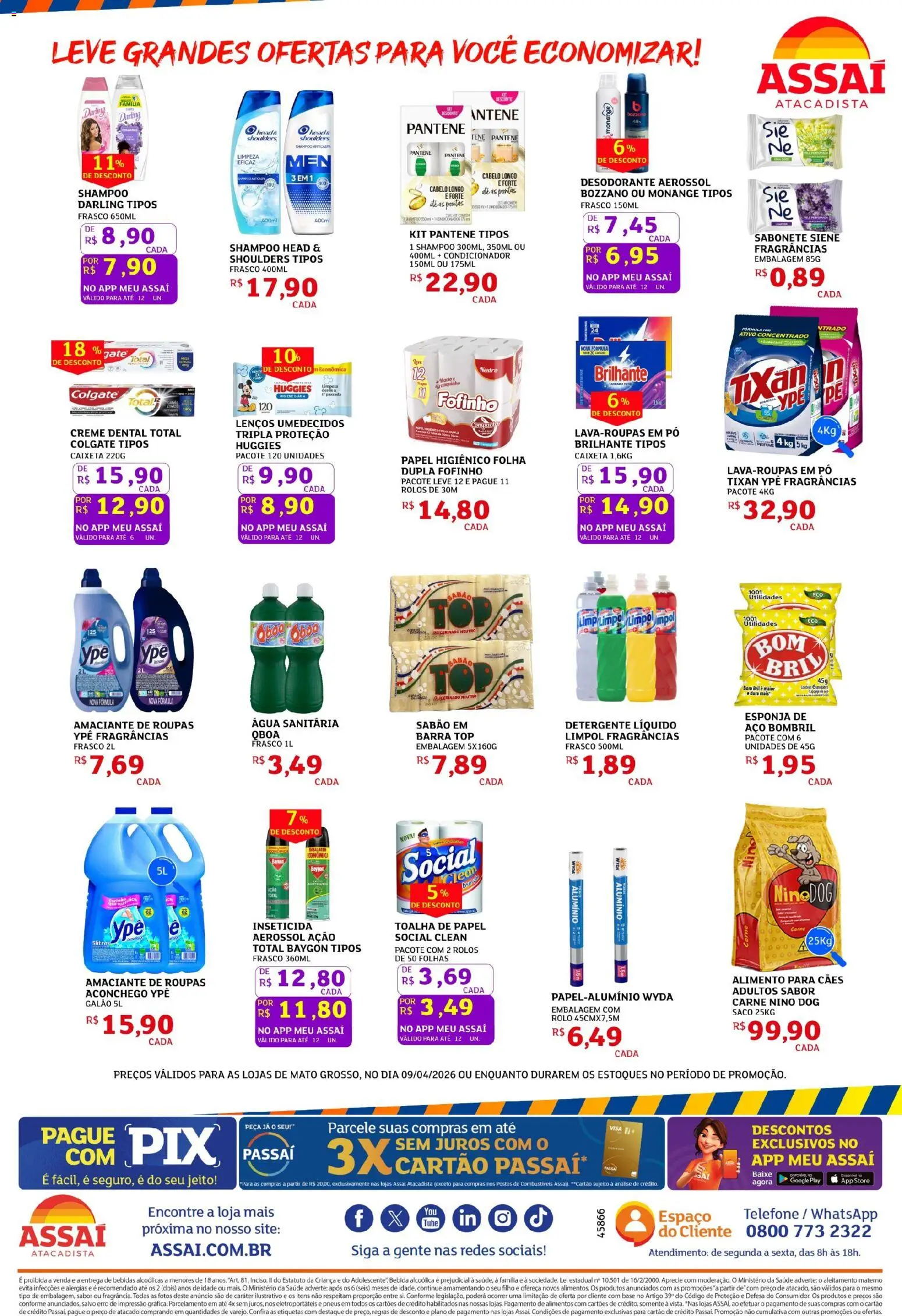 Assaí Atacadista Folheto - válido de 09.04.2026 | Página: 4 | Produtos: Roupas, Sabonete, Creme dental, Amaciante