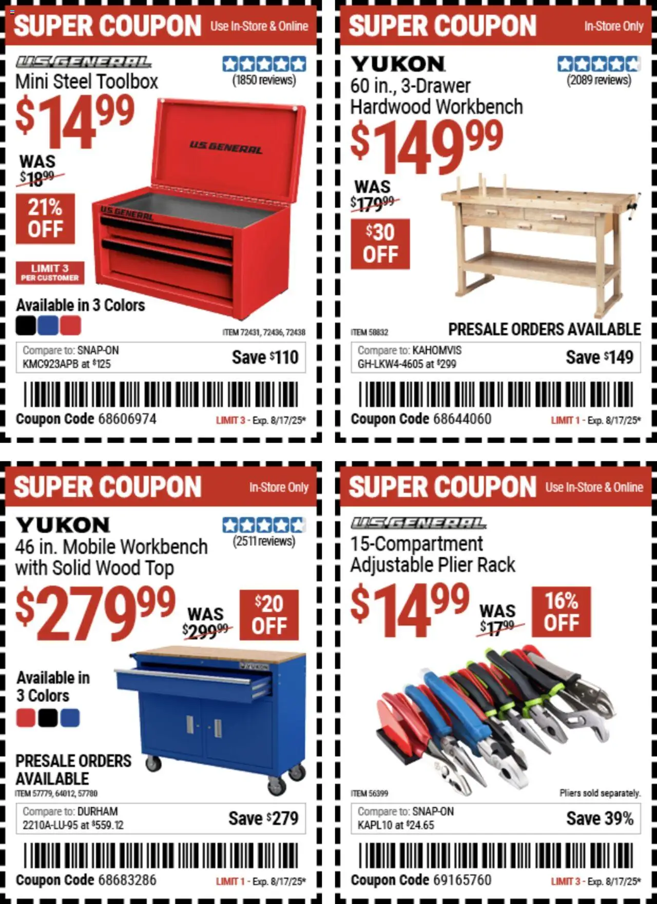 Harbor Freight Summer Coupons - valid from 28.07.2025 | Page: 1 | Products: Plier