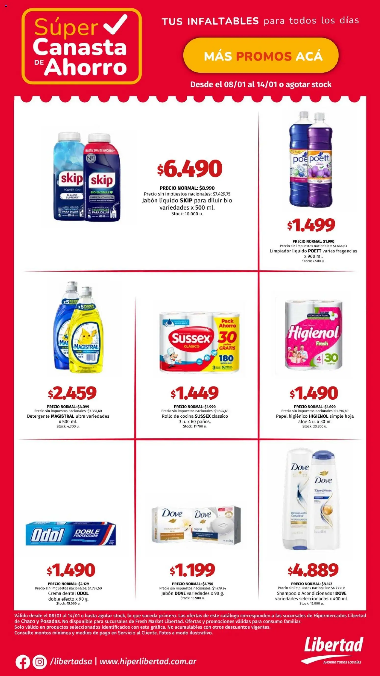 Hipermercado Libertad - Canasta sem 2 Nea │ válido desde el 08.01.2026 | Página: 6 | Productos: Papel higiénico, Cocina, Shampoo, Acondicionador