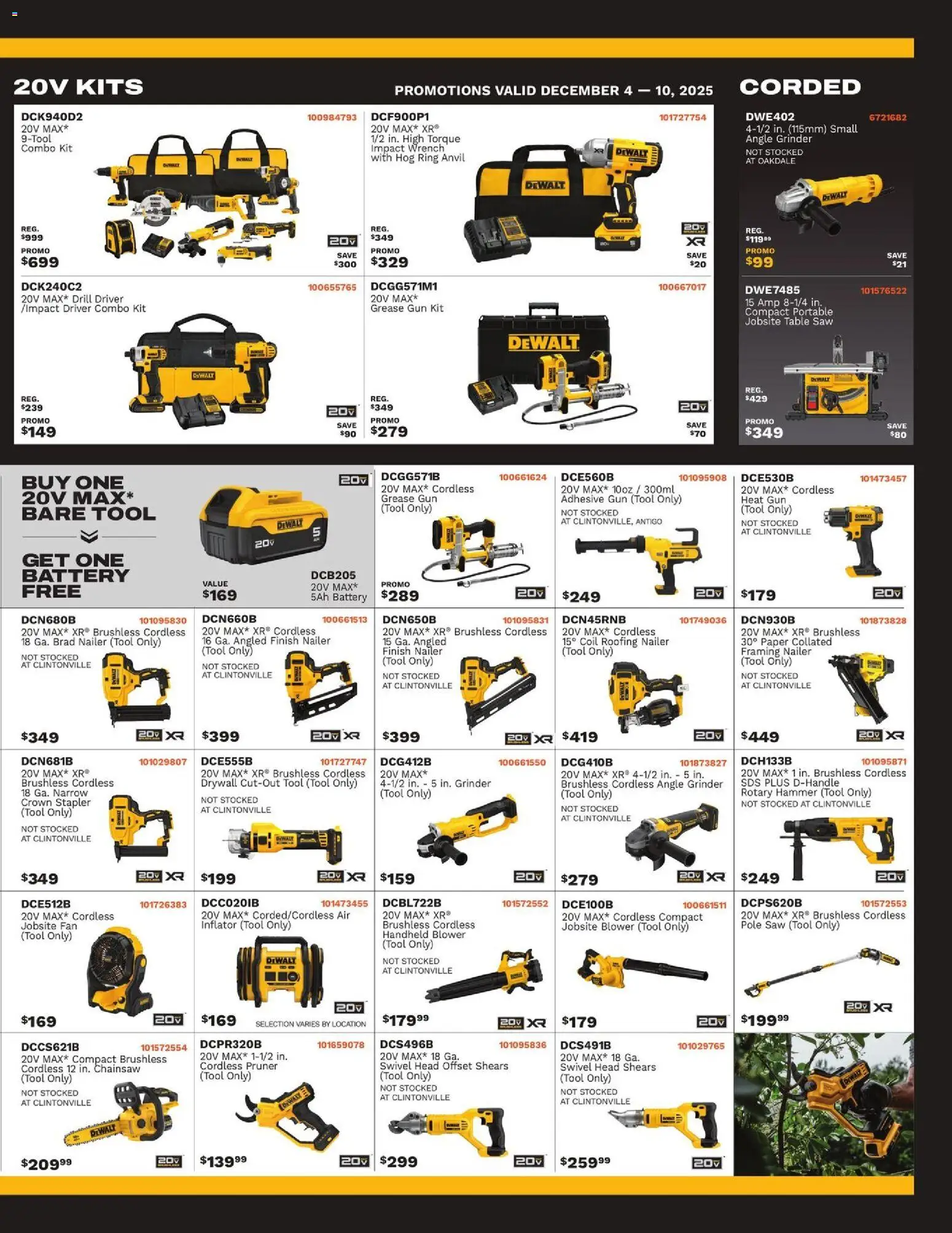 Mills Fleet Farm In Store Only Ad - valid from 04.12.2025 | Page: 3 | Products: Pruner, Chainsaw, Hammer, Gun