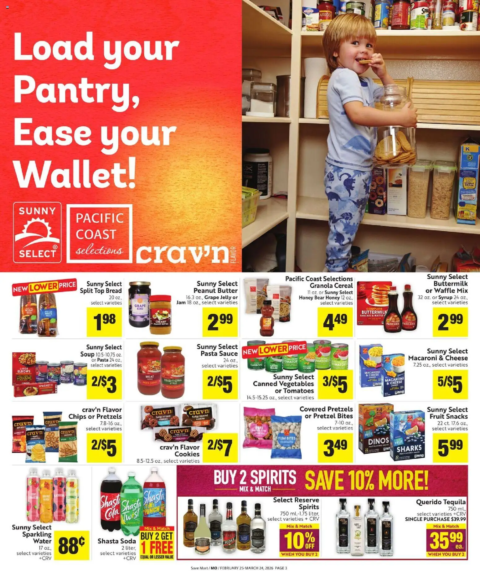 Save Mart More Deals Across the Store - valid from 25.02.2026 | Page: 3 | Products: Cheese, Tomatoes, Vodka, Wallet