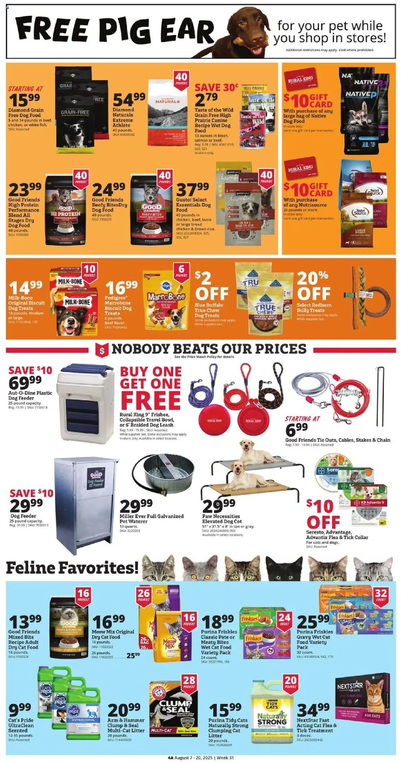 Rural King Weekly Ad - valid from 07.08.2025 | Page: 4 | Products: Dog Food, Hammer, Beef, Bag
