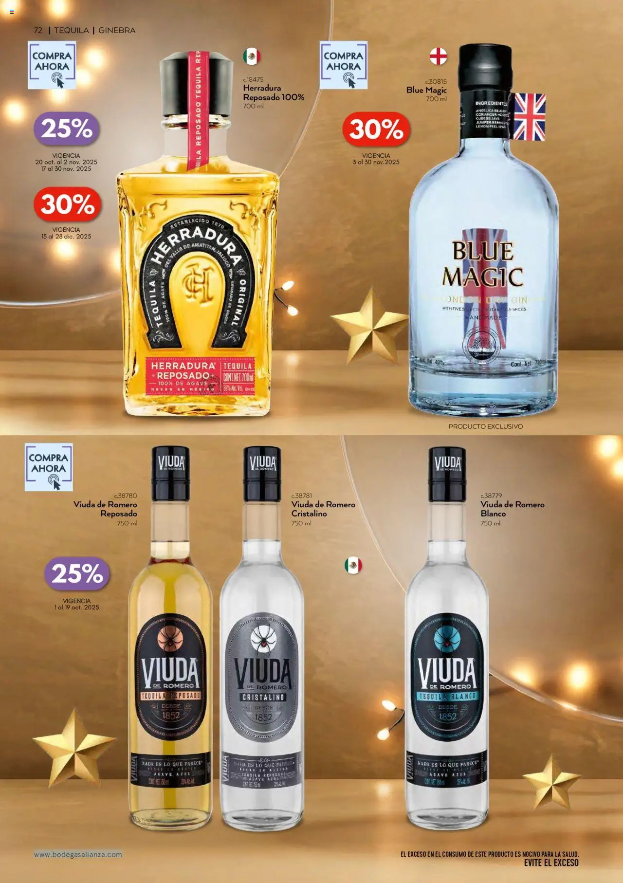 Nuevas ofertas de Bodegas Alianza válidas en toda la República Mexicana desde el 01.10.2025. ¡Encuentra las mejores ofertas en Bodegas Alianza - Catálogo Cava Morada! | Página: 74 | Productos: Gin, Ginebra, Tequila