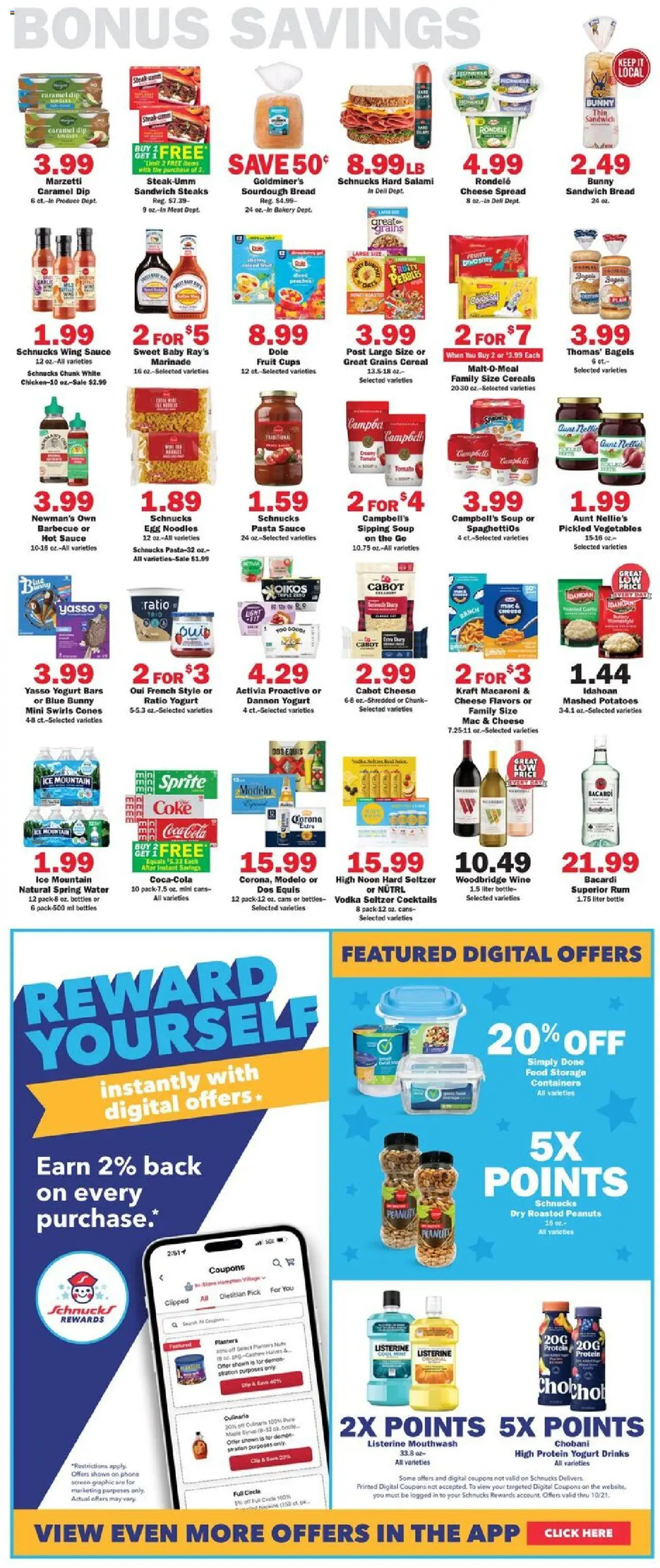 Schnucks Weekly Print Ad - IN - valid from 15.10.2025 | Page: 5 | Products: Salami, Potatoes, Sauce, Phone