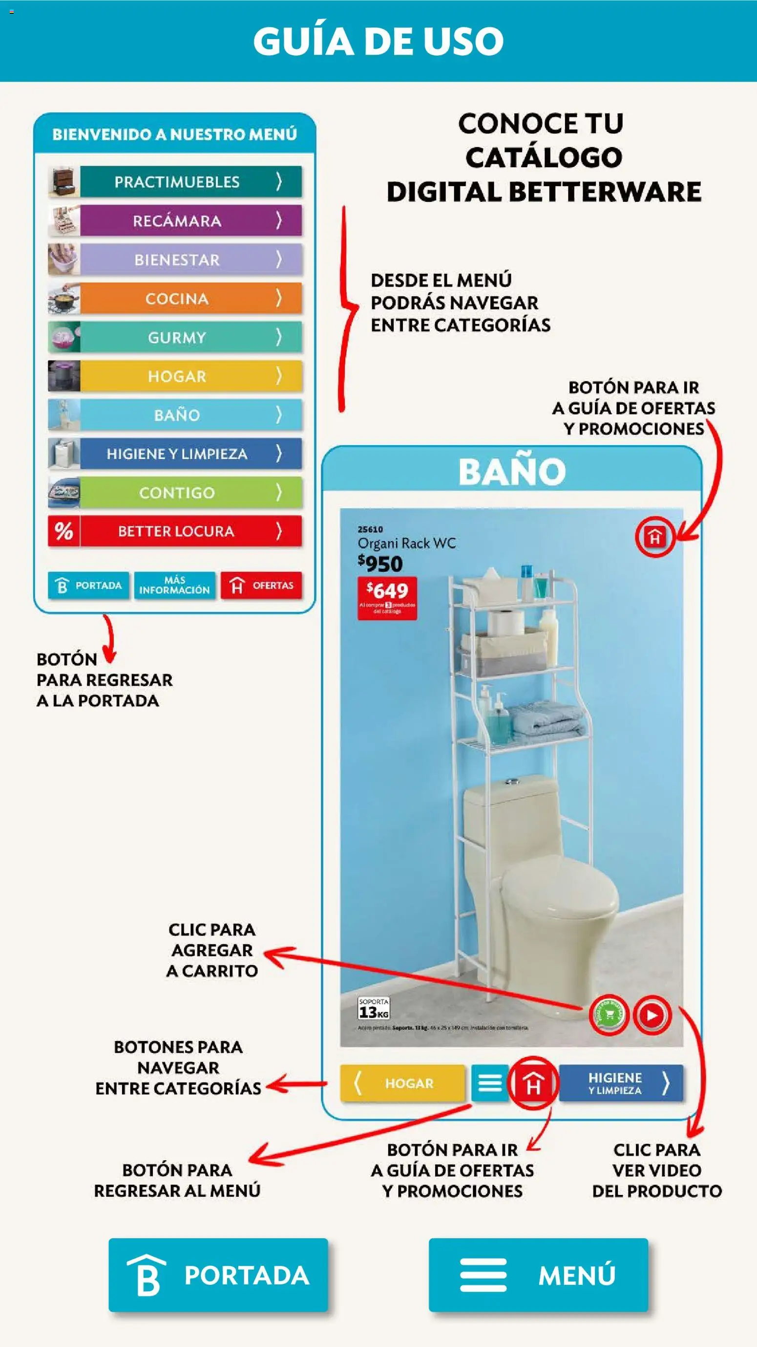 Nuevas ofertas de Betterware válidas en toda la República Mexicana desde el 04.05.2026. ¡Encuentra las mejores ofertas en Betterware campaña 5 2026! | Página: 114 | Productos: Wc, Cocina, Baño, Video