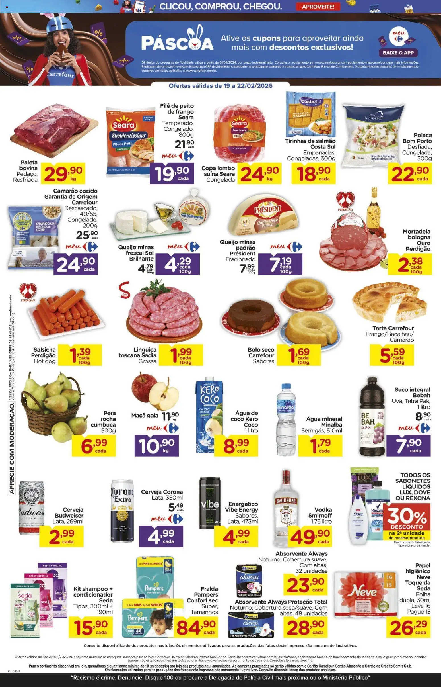 Carrefour Bairro Folheto - válido de 19.02.2026 | Página: 2 | Produtos: Minalba, Copa, Rexona, Água mineral