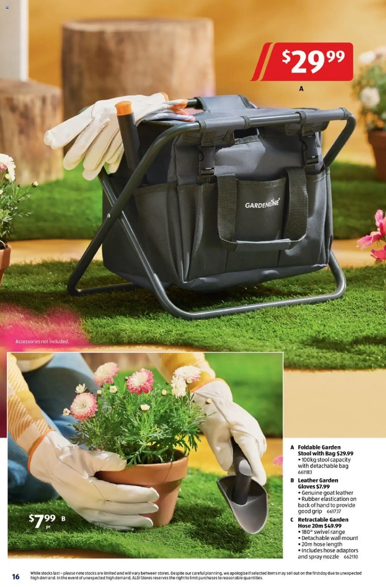 Aldi catalogue - valid from 08.10.2025 | Page: 16 | Products: Garden hose, Stool, Accessories, Gloves