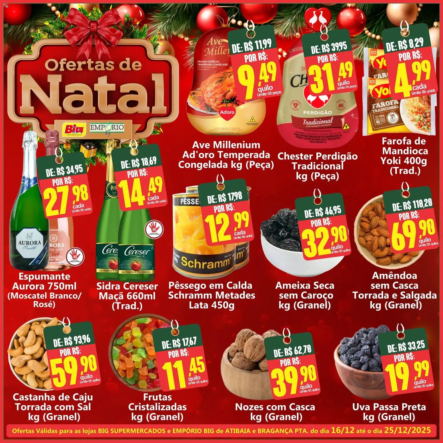 Big Supermercados Folheto - válido de 16.12.2025 | Página: 2 | Produtos: Pêssego, Castanha de caju, Mandioca, Nozes
