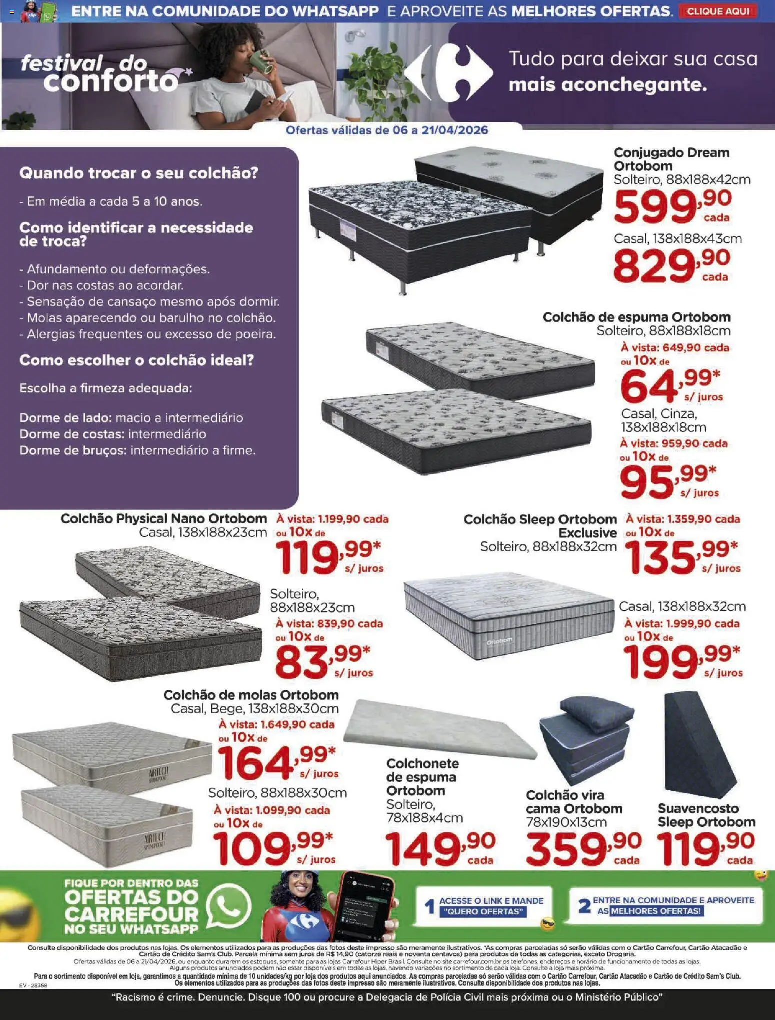 Carrefour Folheto - válido de 06.04.2026 | Página: 3 | Produtos: Colchonete, Cama, Colchão