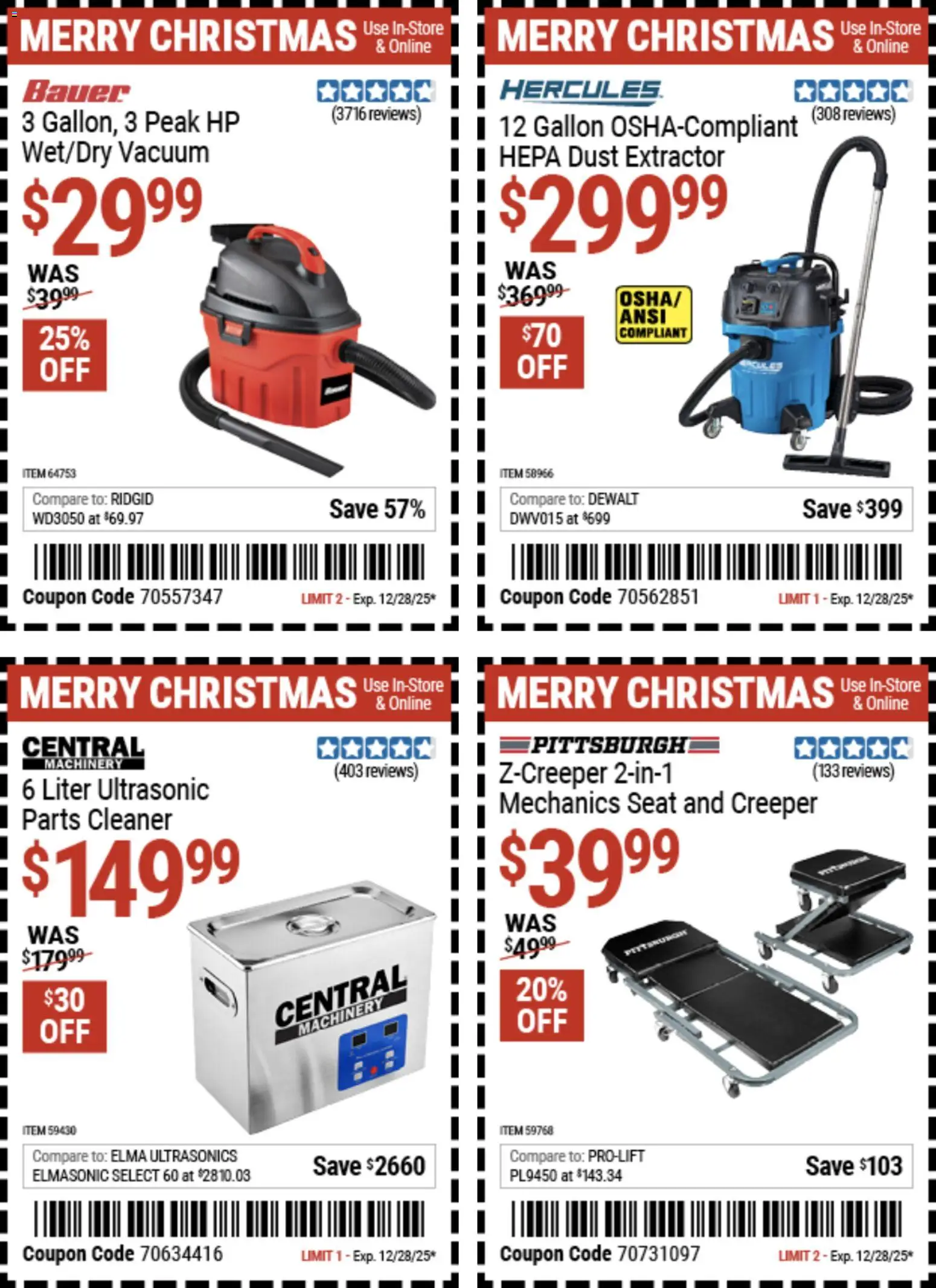 Harbor Freight Christmas Coupon Deals - valid from 15.12.2025 | Page: 10 | Products: Vacuum, Extractor