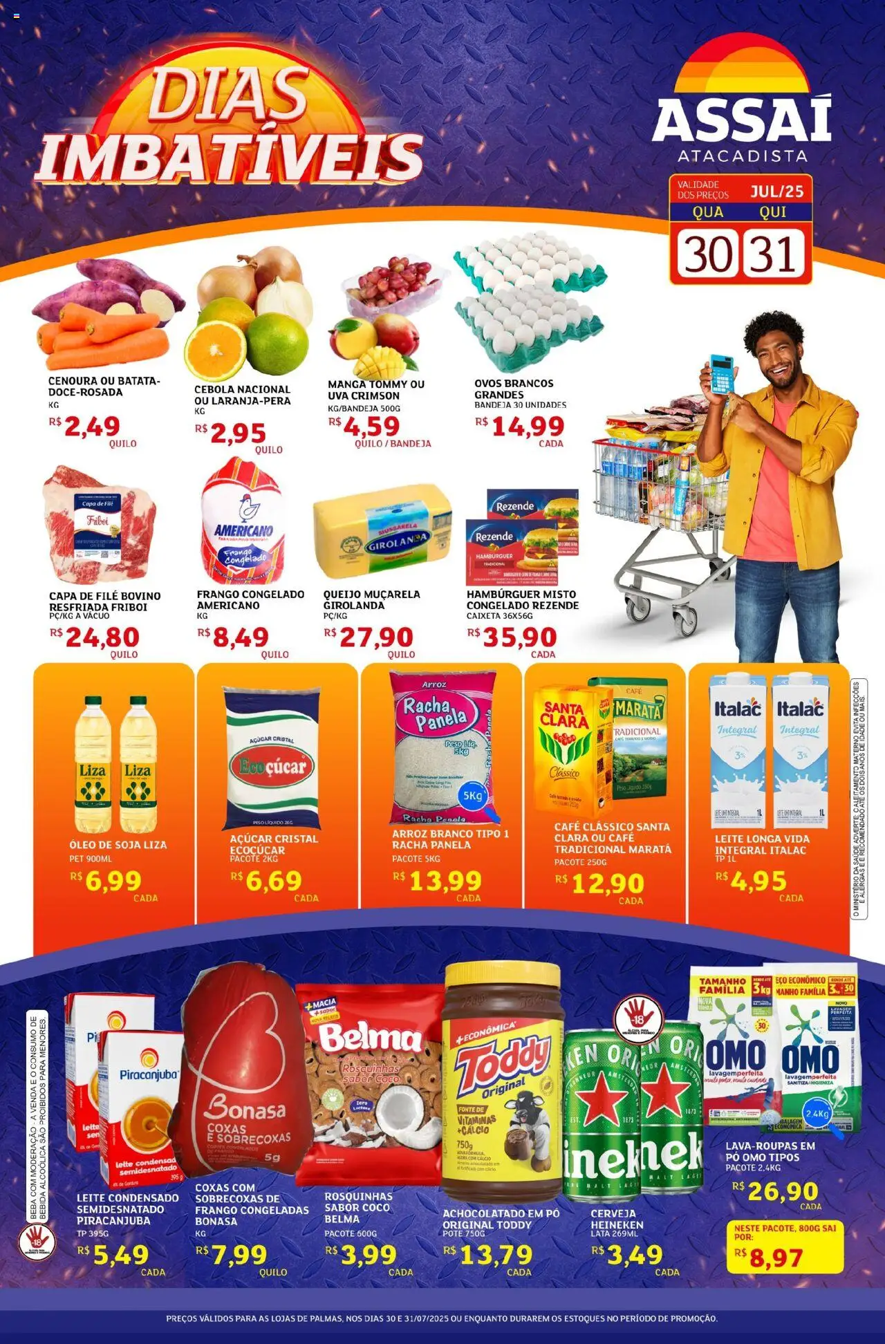 Assaí Atacadista Folheto - válido de 30.07.2025 | Página: 1 | Produtos: Café, Arroz, Cálcio, Hambúrguer
