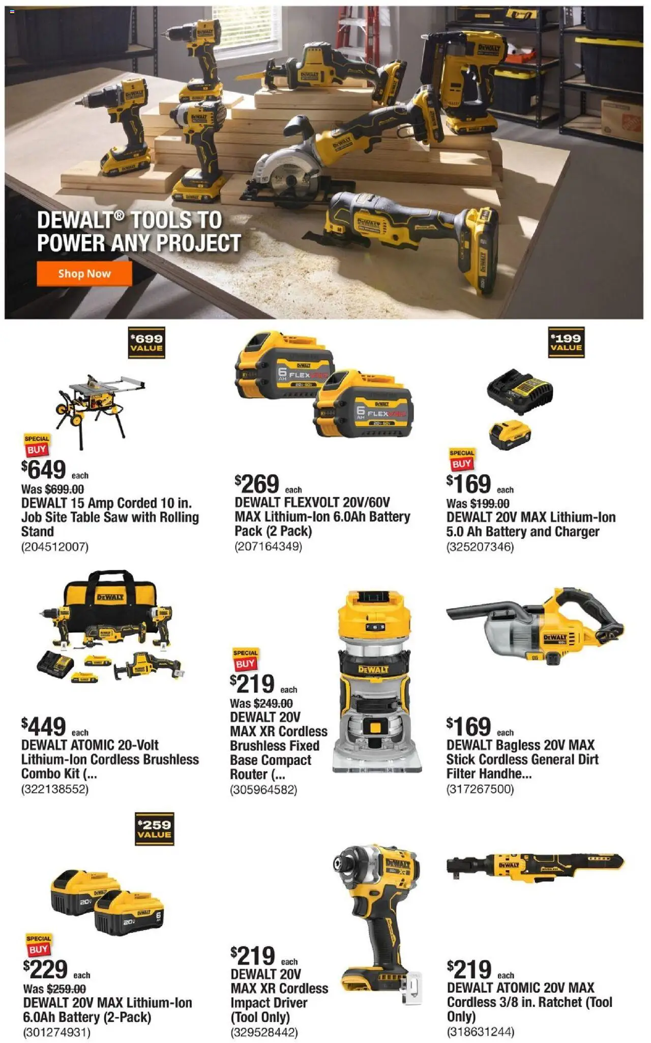 Home Depot Weekly Ad - valid from 16.10.2025 | Page: 8 | Products: Table, Table Saw, Ratchet, Charger