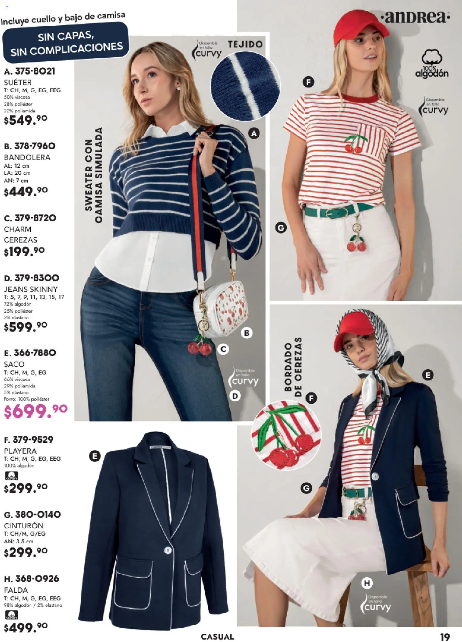 Nuevas ofertas de Andrea válidas en toda la República Mexicana desde el 26.11.2025. ¡Encuentra las mejores ofertas en Andrea catálogo Vestir! | Página: 19 | Productos: Suéter, Cinturón, Playera, Falda