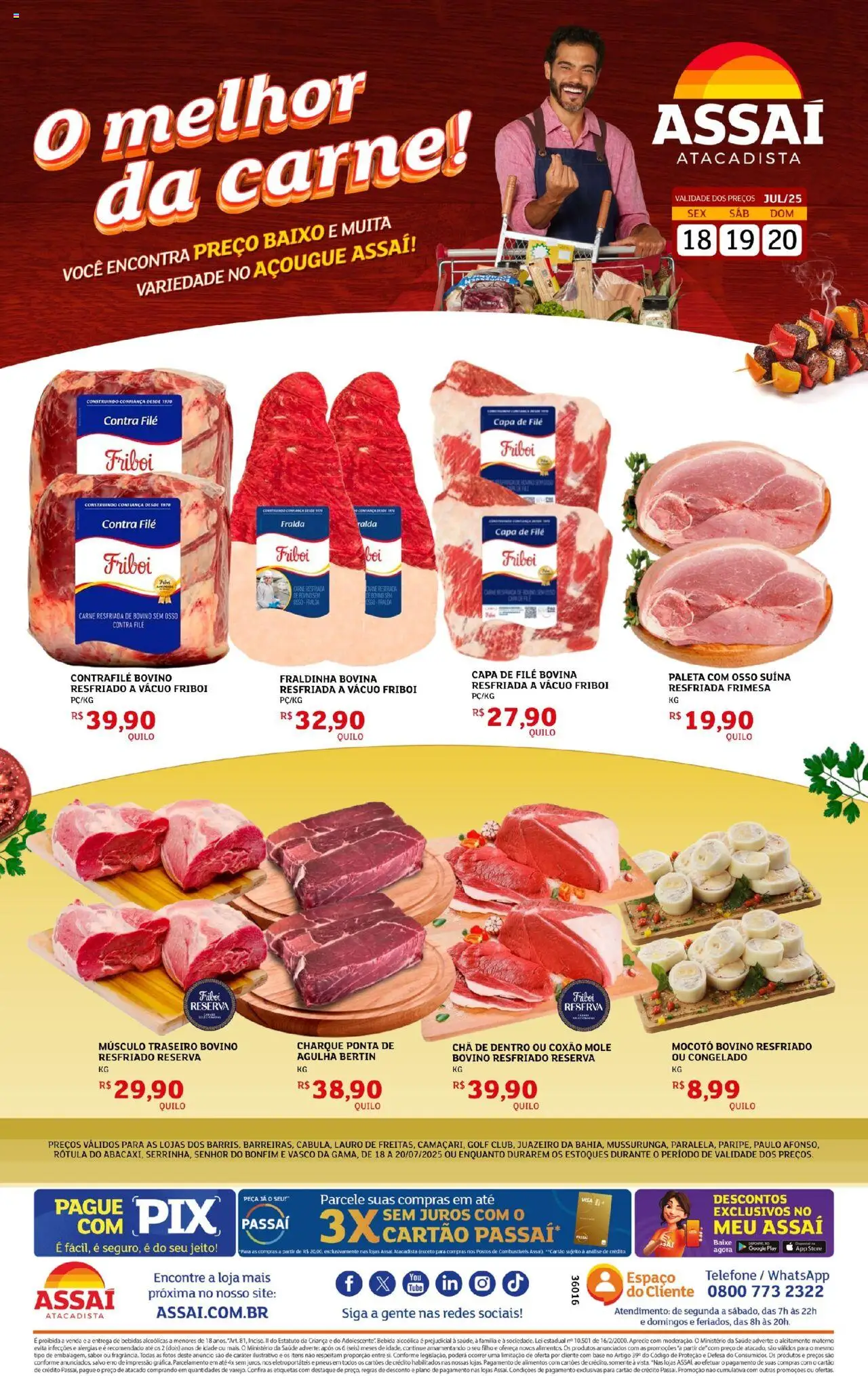 Assaí Atacadista Folheto - válido de 18.07.2025 | Página: 1 | Produtos: Fraldinha, Pneus, Base, Telefone