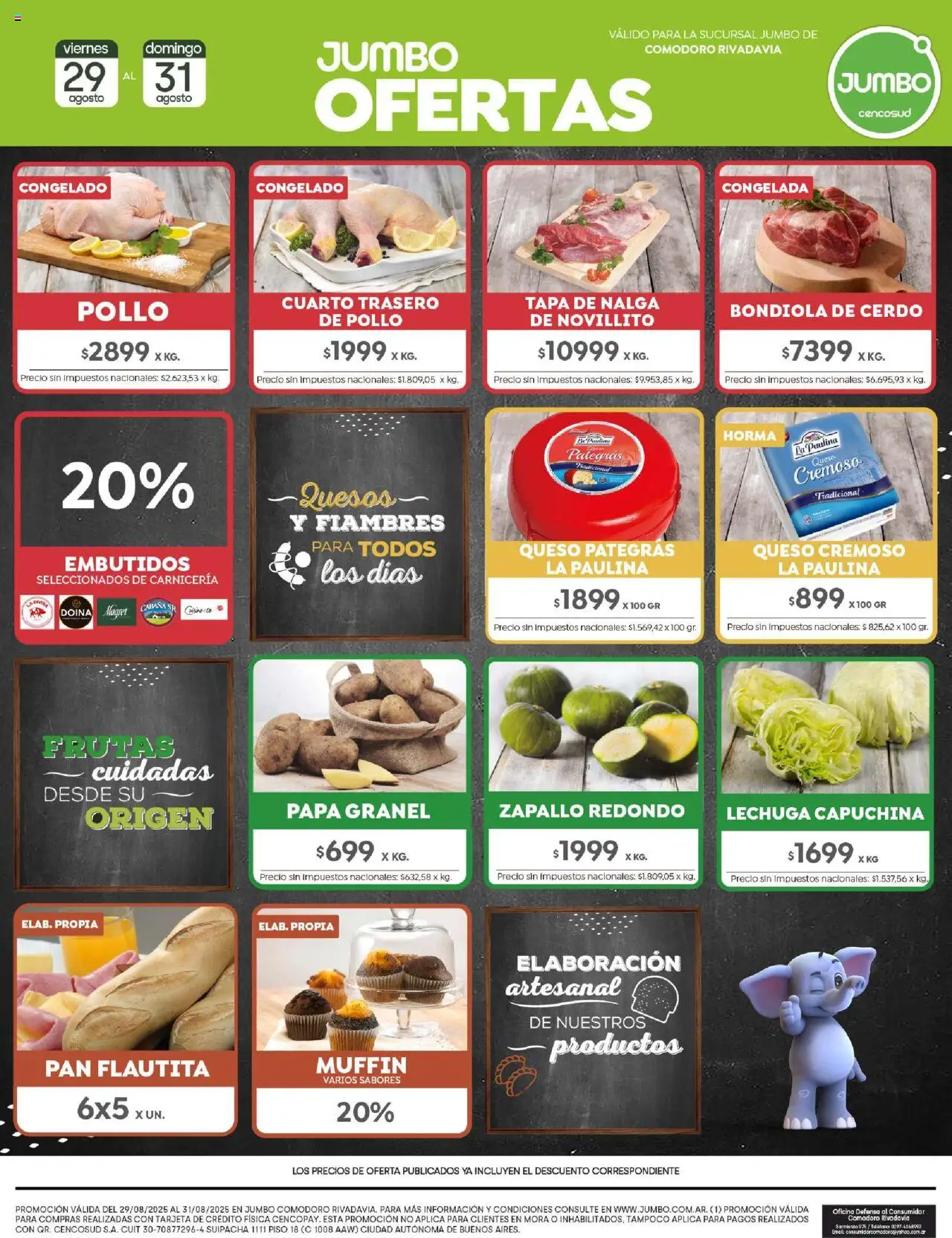 Jumbo - Ofertas | Comodoro │ válido desde el 29.08.2025 | Página: 7 | Productos: Papa, Lechuga, Queso, Cerdo