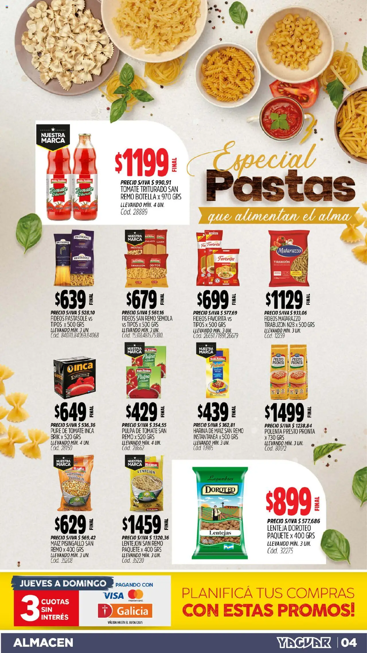 Yaguar - Mar del Plata │ válido desde el 16.06.2025 | Página: 4 | Productos: Harina, Polenta, Pure de Tomate, Fideos