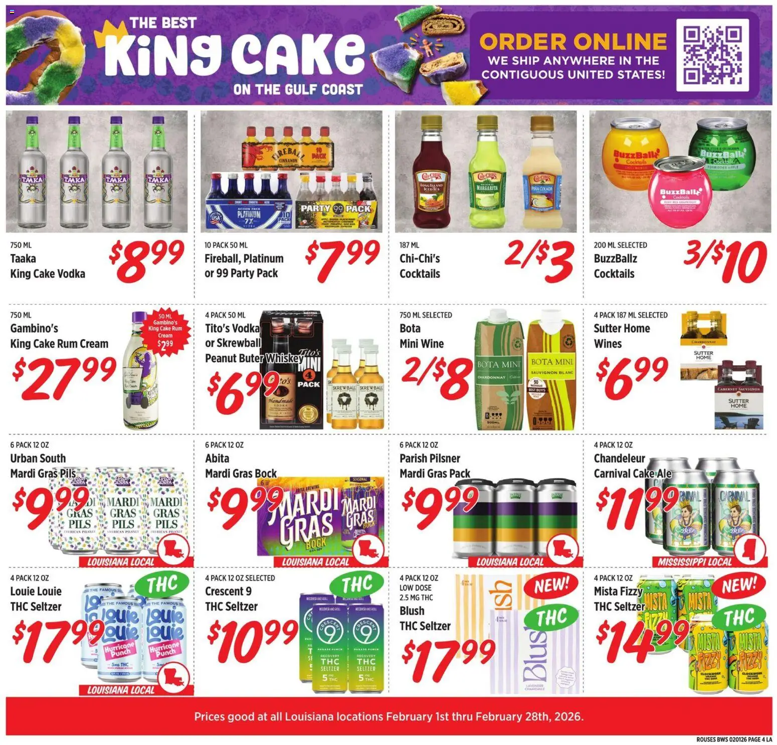 Rouses Monthly - LA - valid from 01.02.2026 | Page: 4 | Products: Blush, Wine, Cream, Vodka