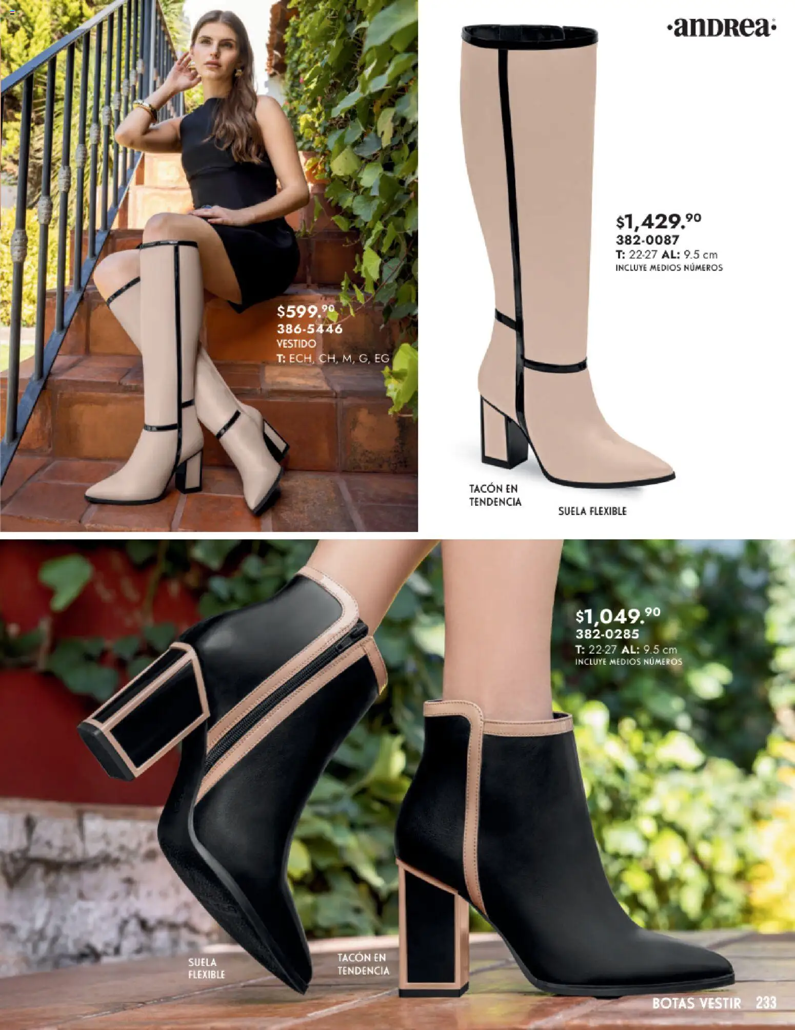 Nuevas ofertas de Andrea válidas en toda la República Mexicana desde el 25.01.2026. ¡Encuentra las mejores ofertas en Andrea catálogo Calzado Dama! | Página: 233 | Productos: Botas, Flexible, Vestido
