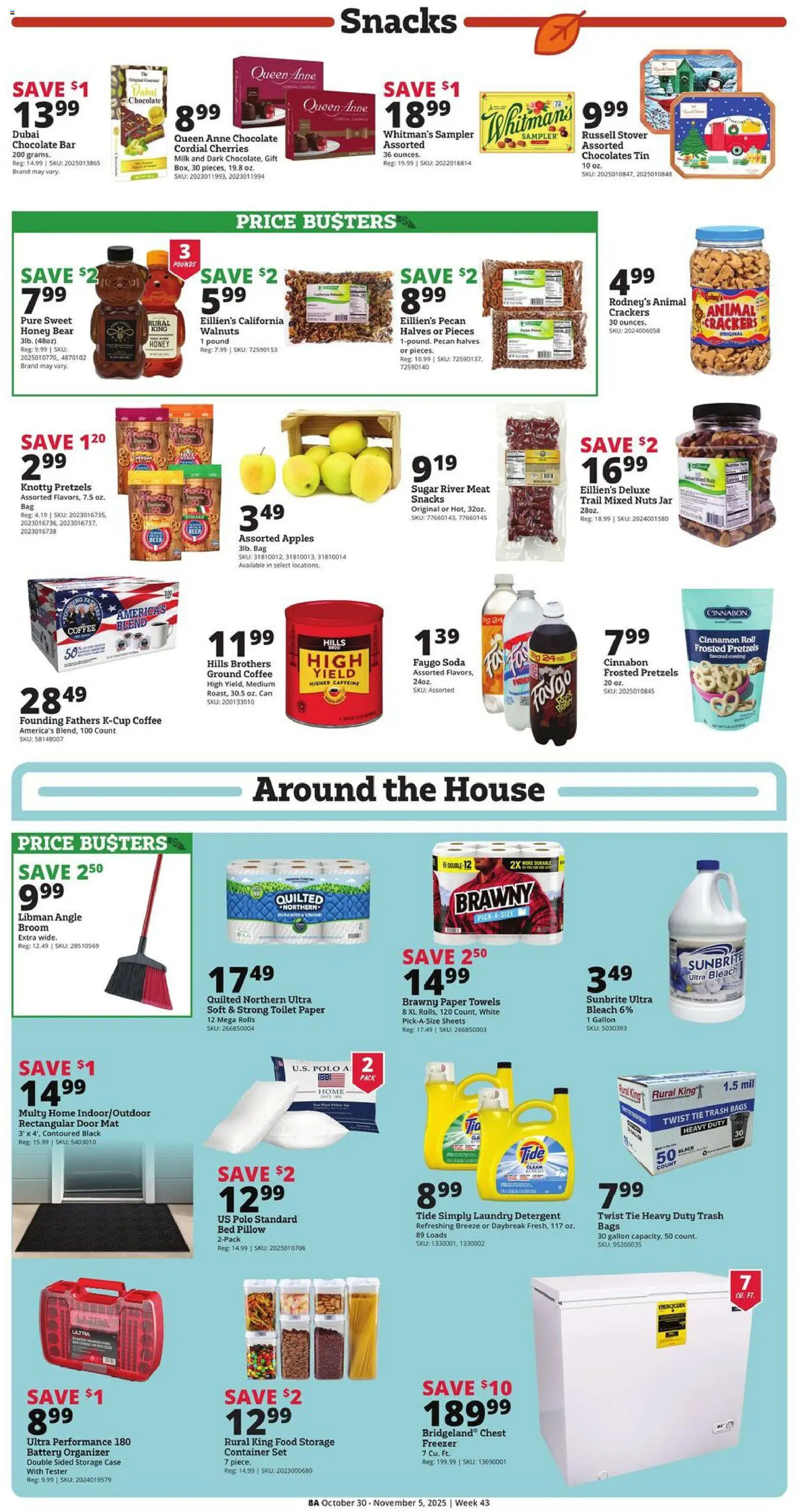 Rural King Weekly Ad - valid from 30.10.2025 | Page: 8 | Products: Bed, Pillow, Cinnamon Roll, Bag
