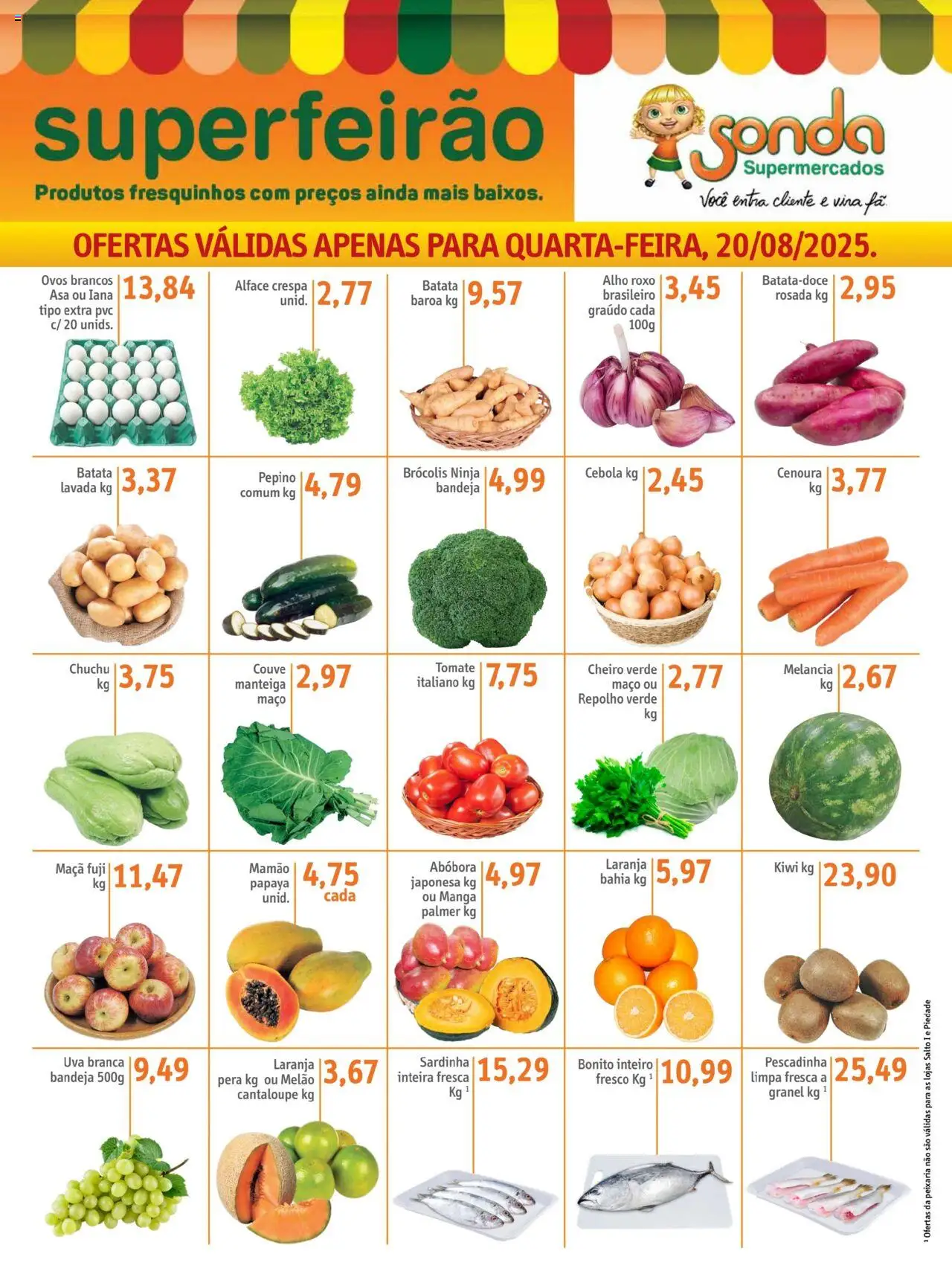 Sonda Folheto - válido de 20.08.2025 | Página: 1 | Produtos: Melão, Manteiga, Ovos, Batata