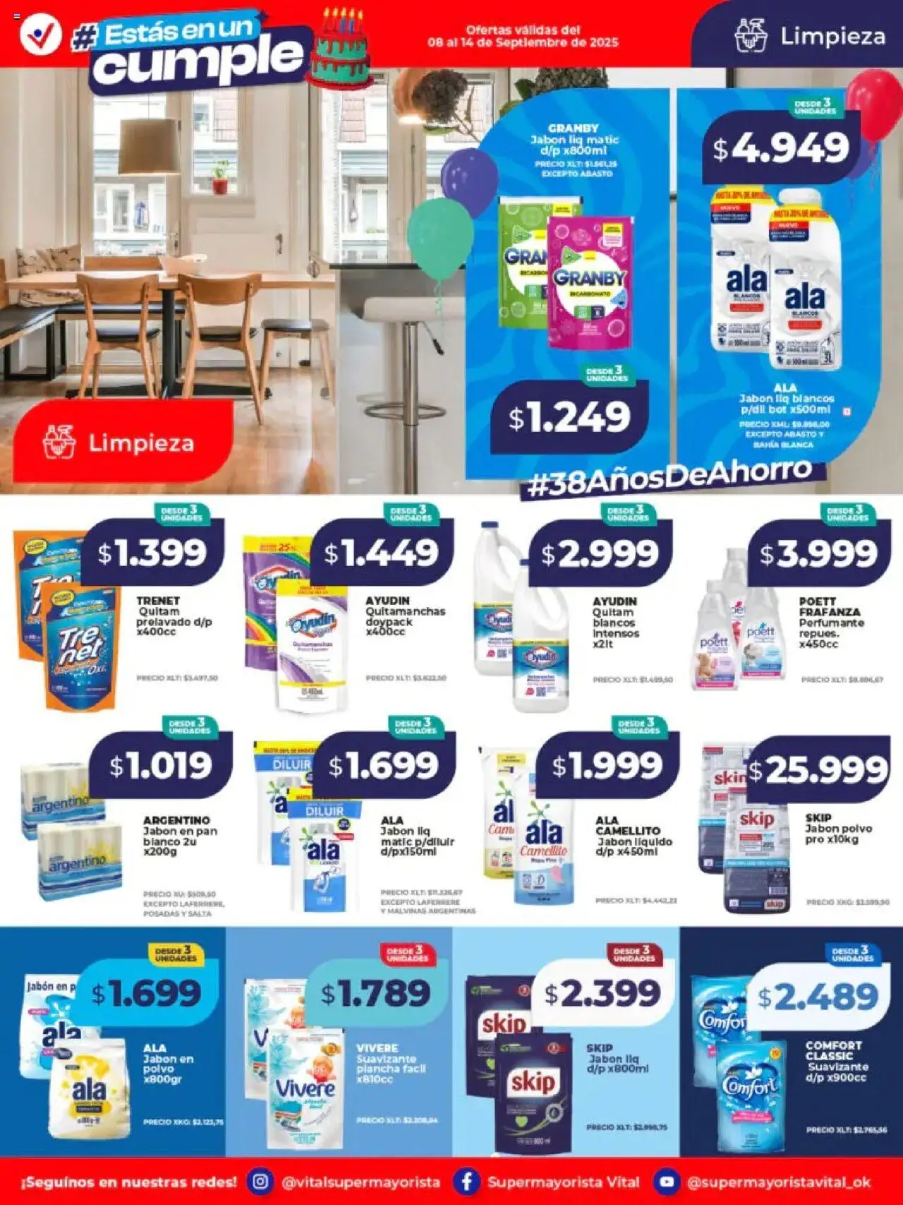Vital ofertas │ válido desde el 08.09.2025 | Página: 9 | Productos: Jabón líquido, Plancha, Pan, Suavizante