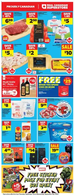 Real Canadian Superstore flyer valid from 11.09.2025 | Page: 4 | Products: Noodles, PC, Potatoes, Oil