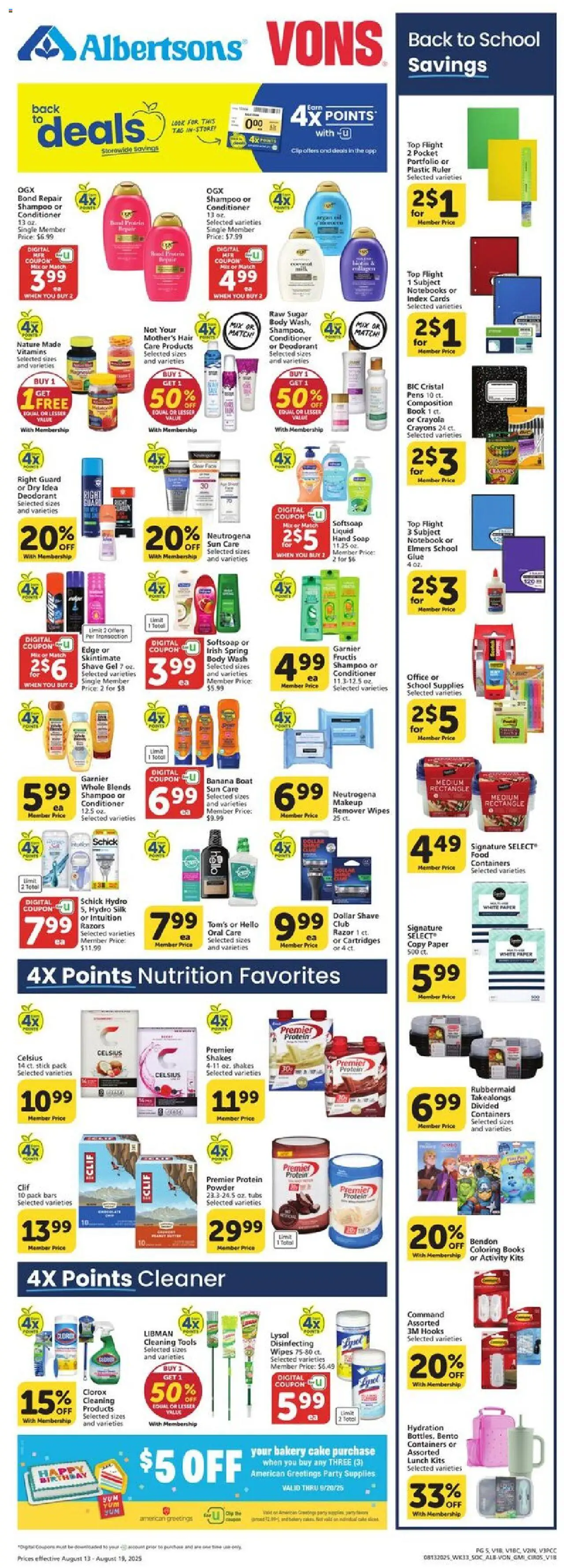 Vons Weekly Ad - valid from 13.08.2025 | Page: 4 | Products: Powder, Soap, Body Wash, Sugar