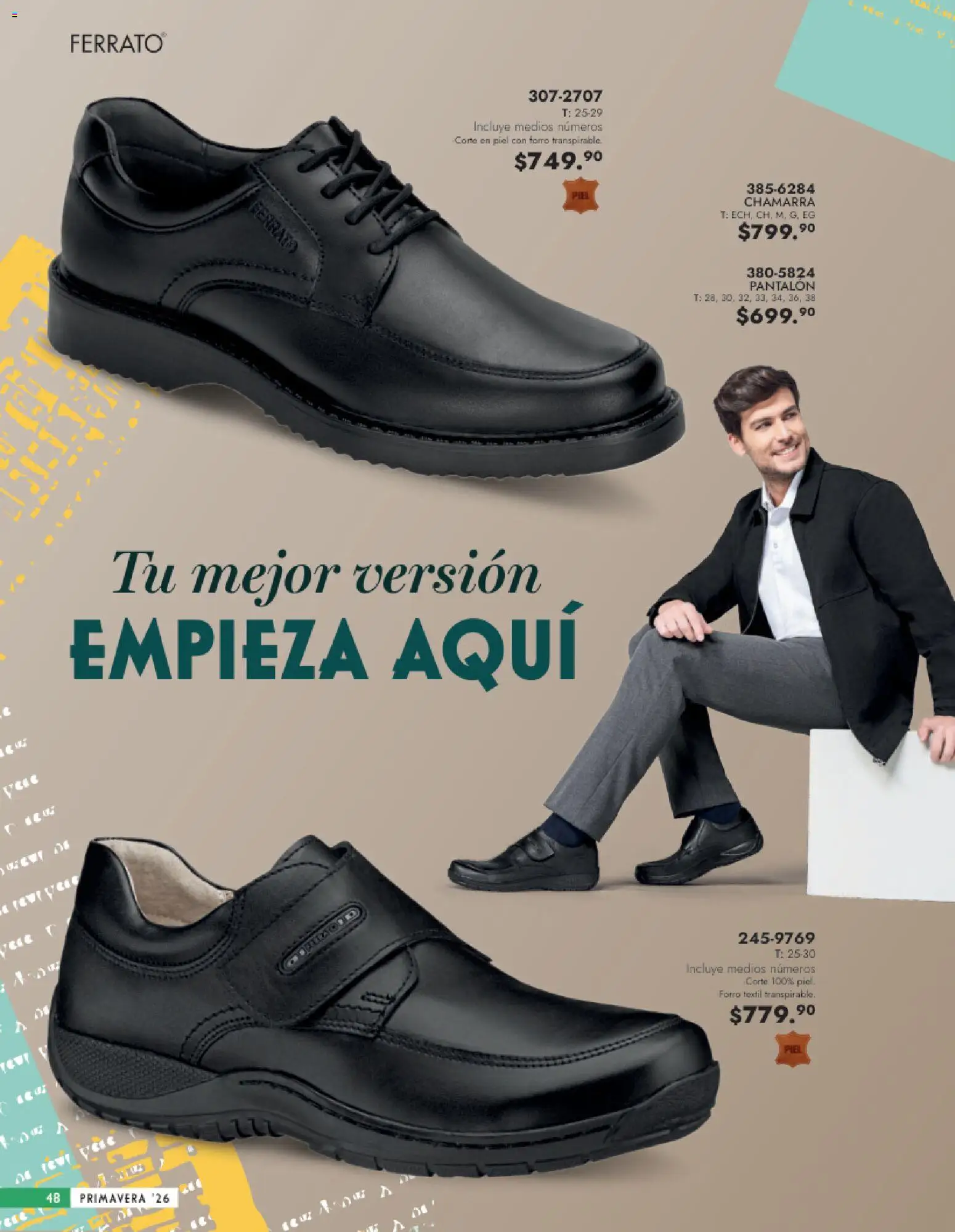 Nuevas ofertas de Andrea válidas en toda la República Mexicana desde el 25.01.2026. ¡Encuentra las mejores ofertas en Andrea catálogo Calzado Caballero! | Página: 48 | Productos: Chamarra