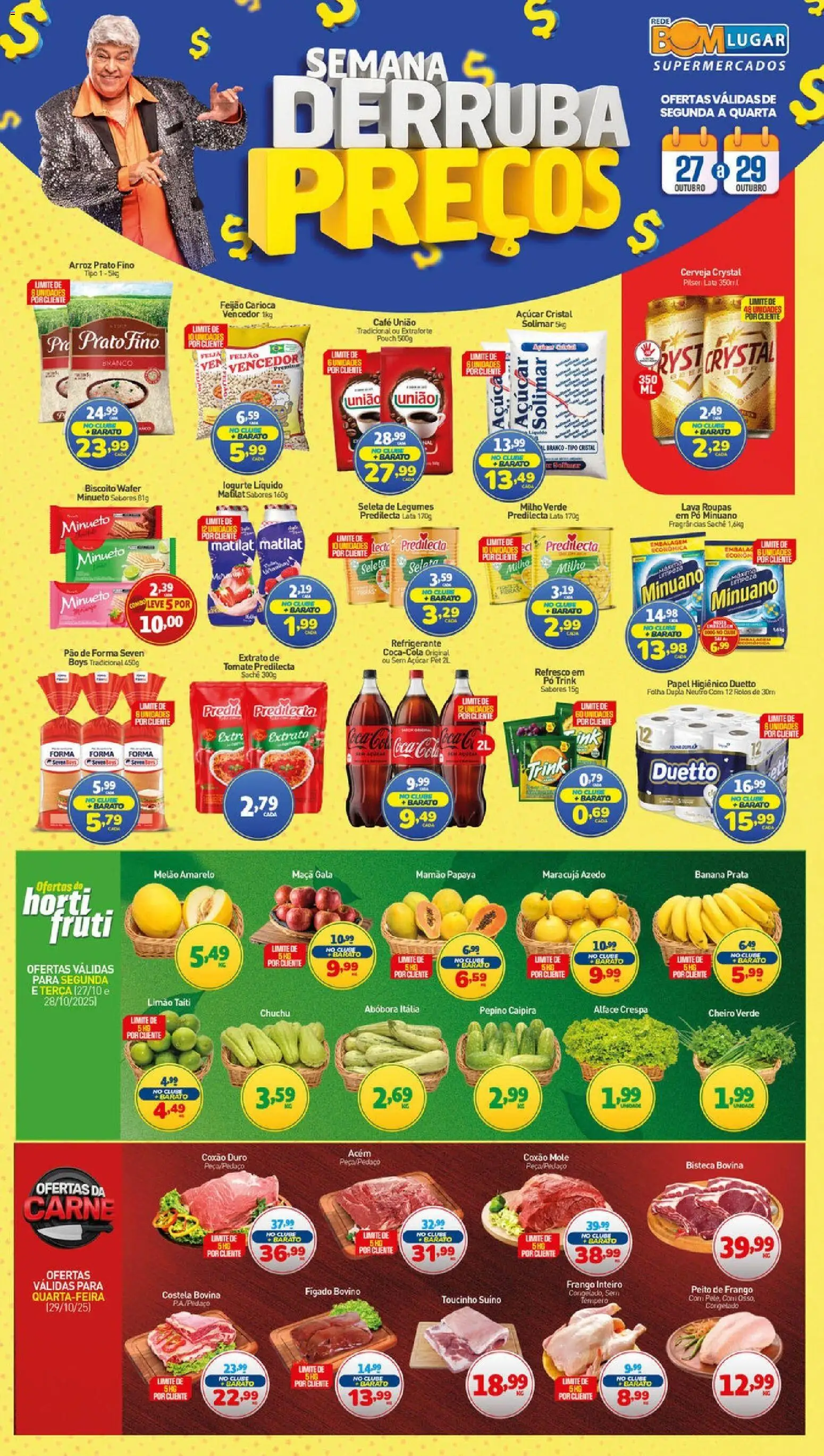 Rede Bom Lugar Folheto - válido de 27.10.2025 | Página: 1 | Produtos: Milho verde, Mamão, Alface, Açúcar