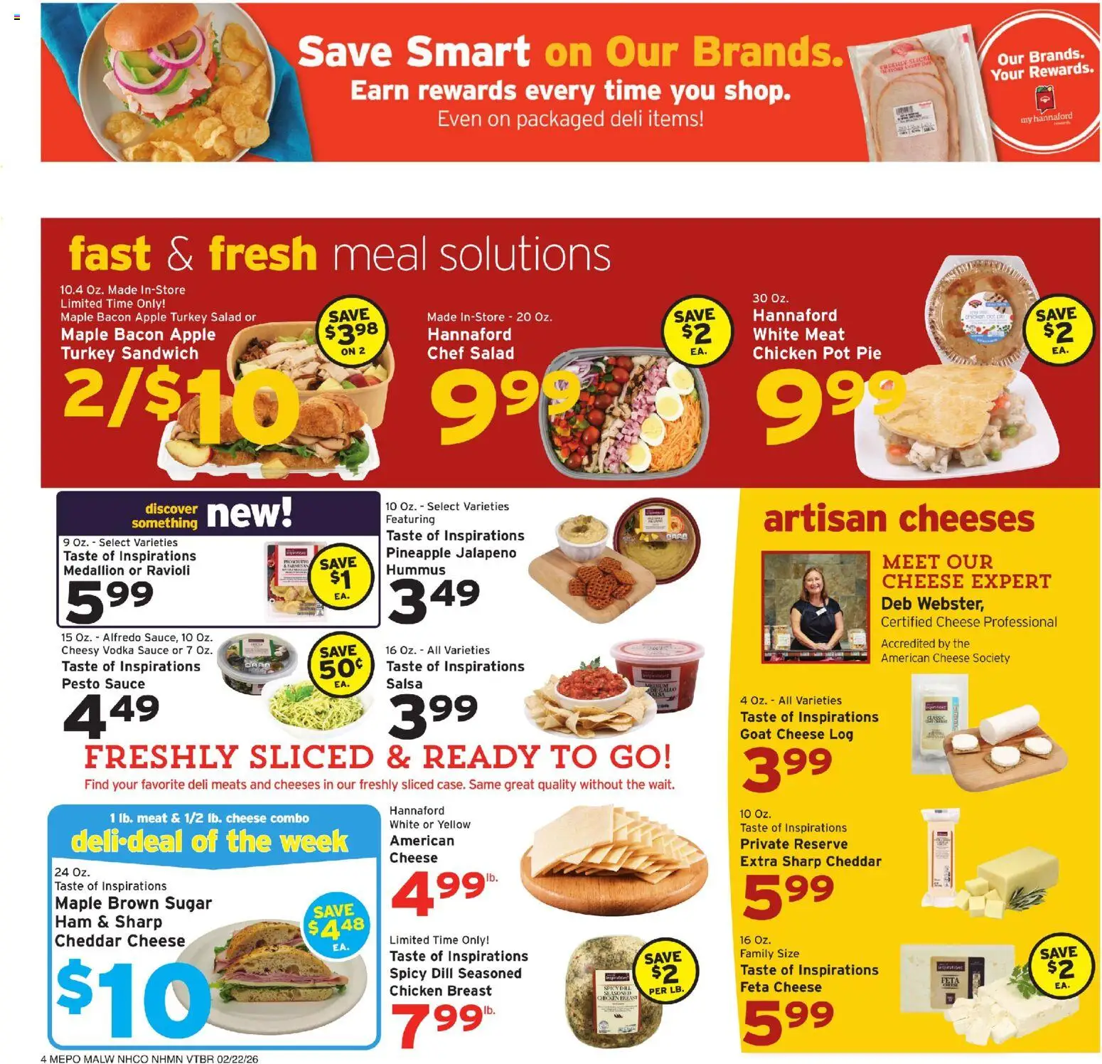 Hannaford Weekly Ad - valid from 22.02.2026 | Page: 6 | Products: Cheese, Pineapple, Salad, Sauce