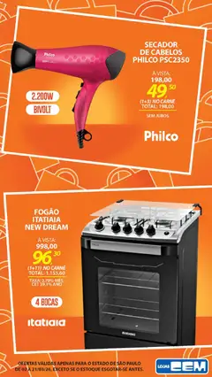 Lojas Cem - Ofertas atuais - Pré-Visualização do folheto da loja Lojas Cem, válido de 02.03.2026 | Página: 4 | Produtos: Secador, Fogão, Carne