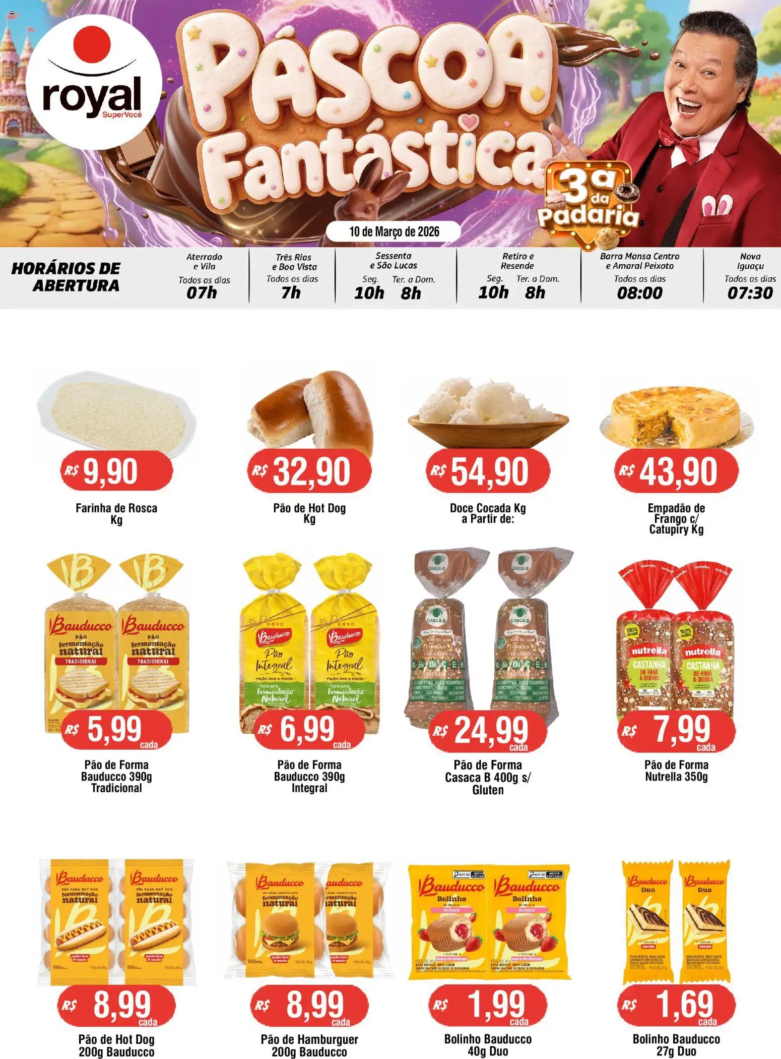 Royal Supermercados Folheto - válido de 10.03.2026 | Página: 1 | Produtos: Pão, Pão de forma, Hambúrguer, Frango