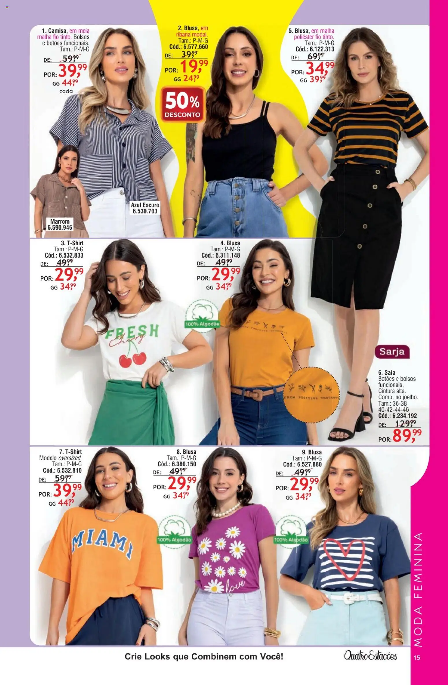 Quatro Estações Folheto - válido de 01.02.2026 | Página: 11 | Produtos: Saia, Blusa, Algodão