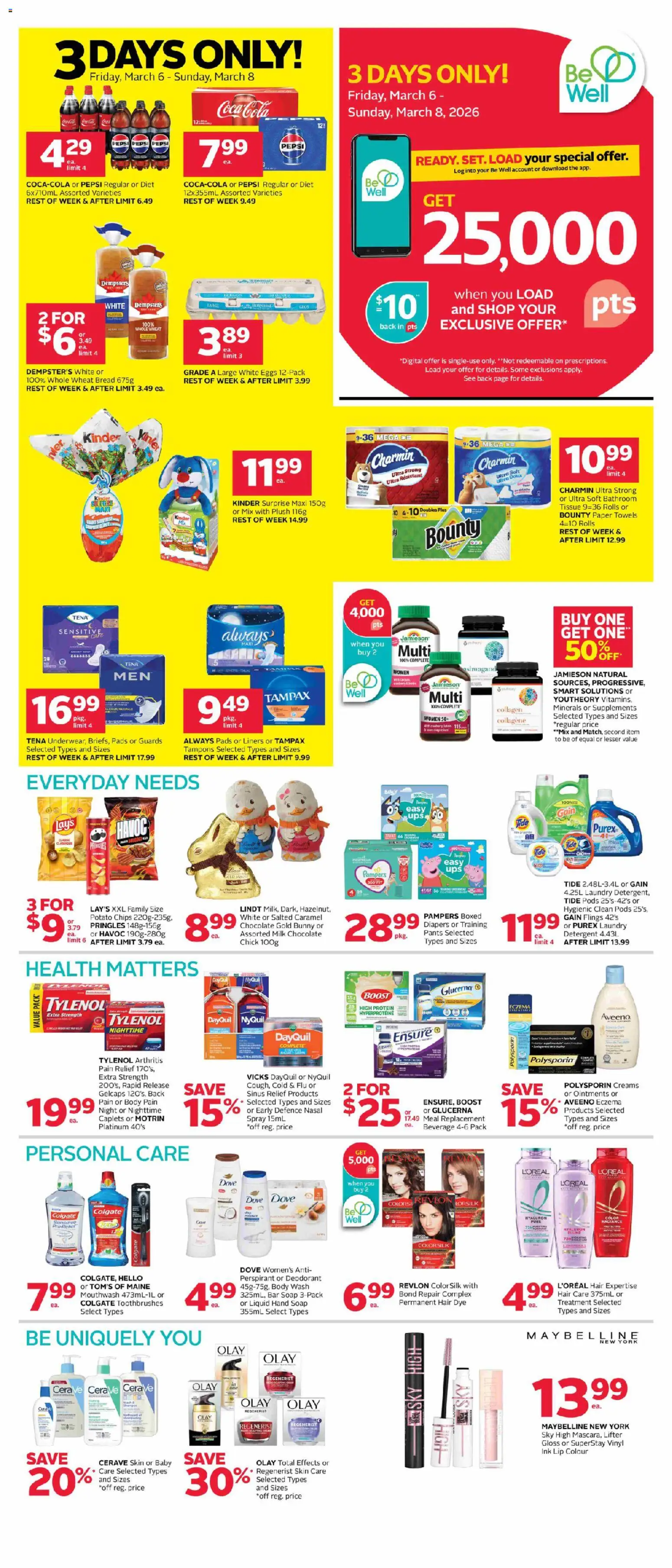 Rexall flyer valid from 06.03.2026 | Page: 2 | Products: Body wash, Milk, Eggs, Bread