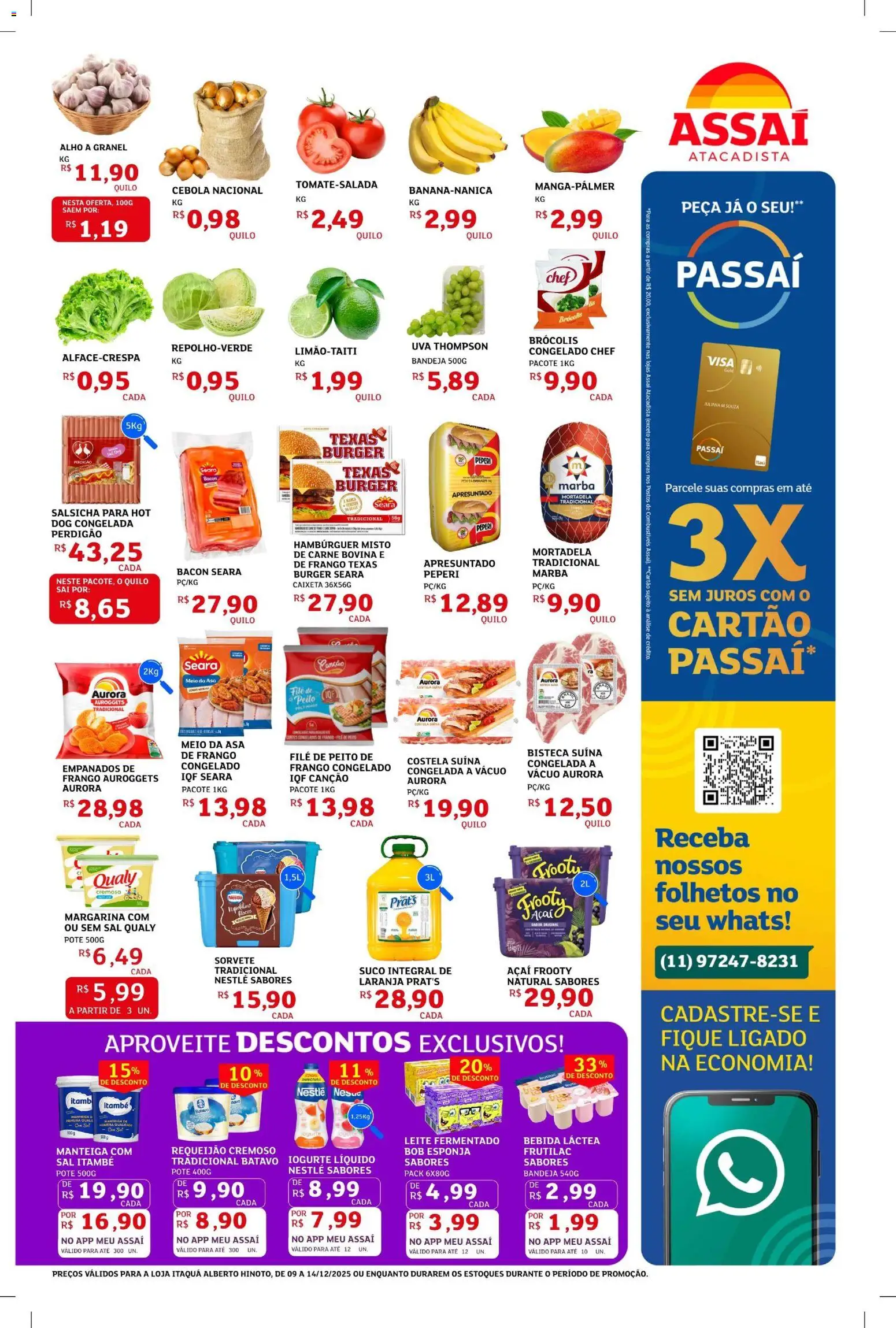 Assaí Atacadista Folheto - válido de 09.12.2025 | Página: 3 | Produtos: Esponja, Hambúrguer, Sorvete, Açaí