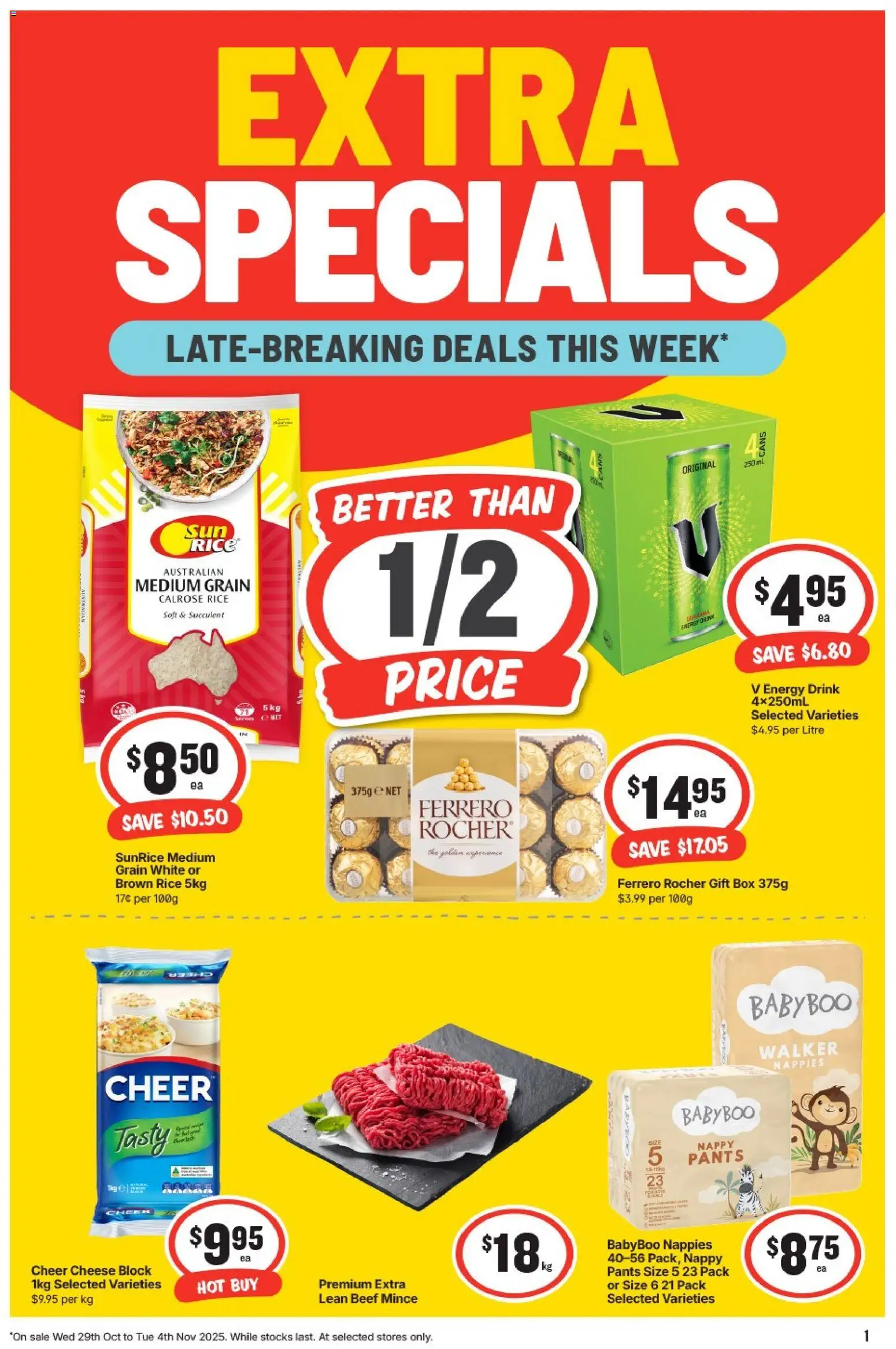 IGA catalogue - valid from 29.10.2025 | Page: 2 | Products: Box, Cheese, Energy drink, Nappies