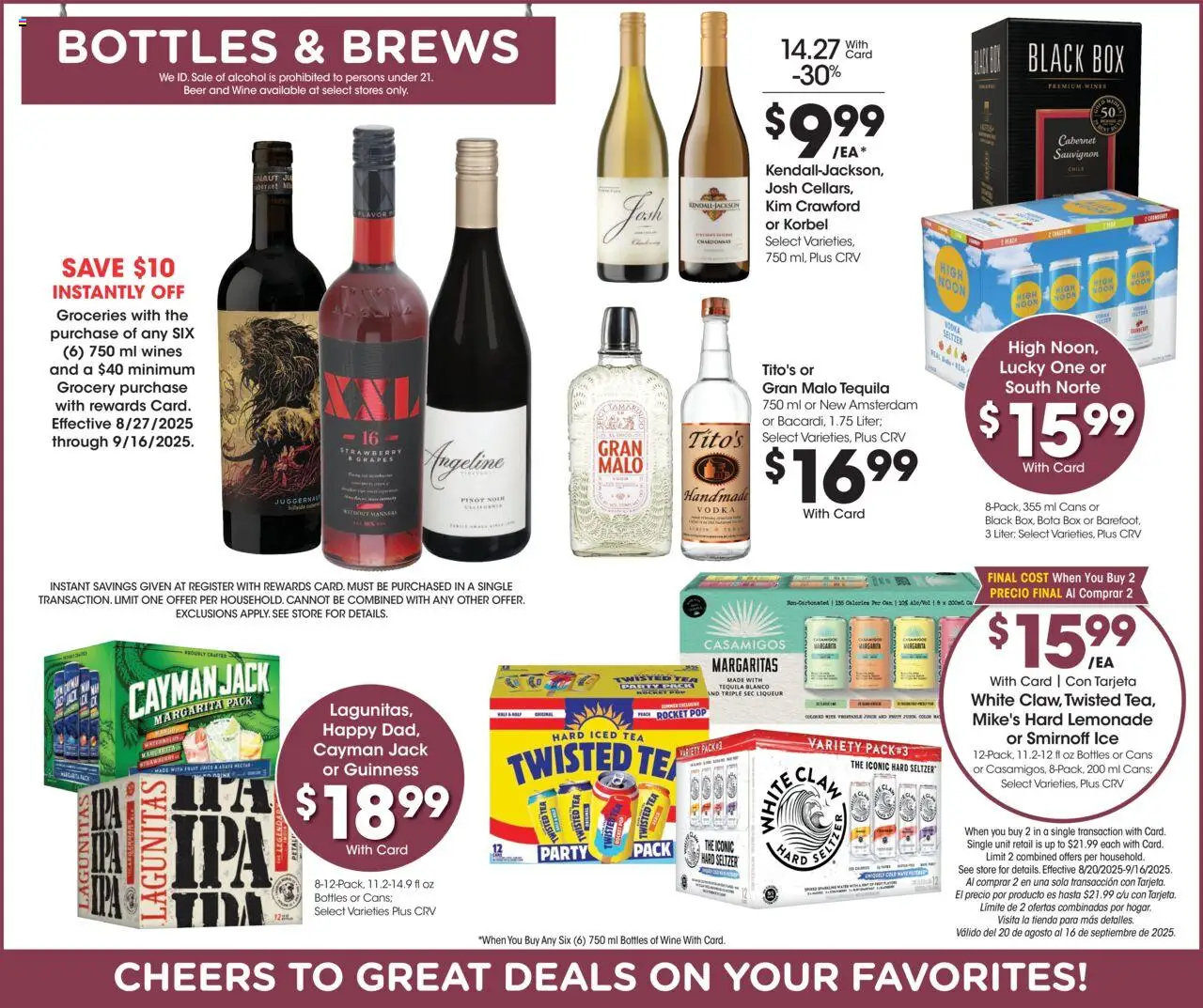 Ralphs Weekly Ad - valid from 27.08.2025 | Page: 13 | Products: Wine, Beer, Vodka, Grapes