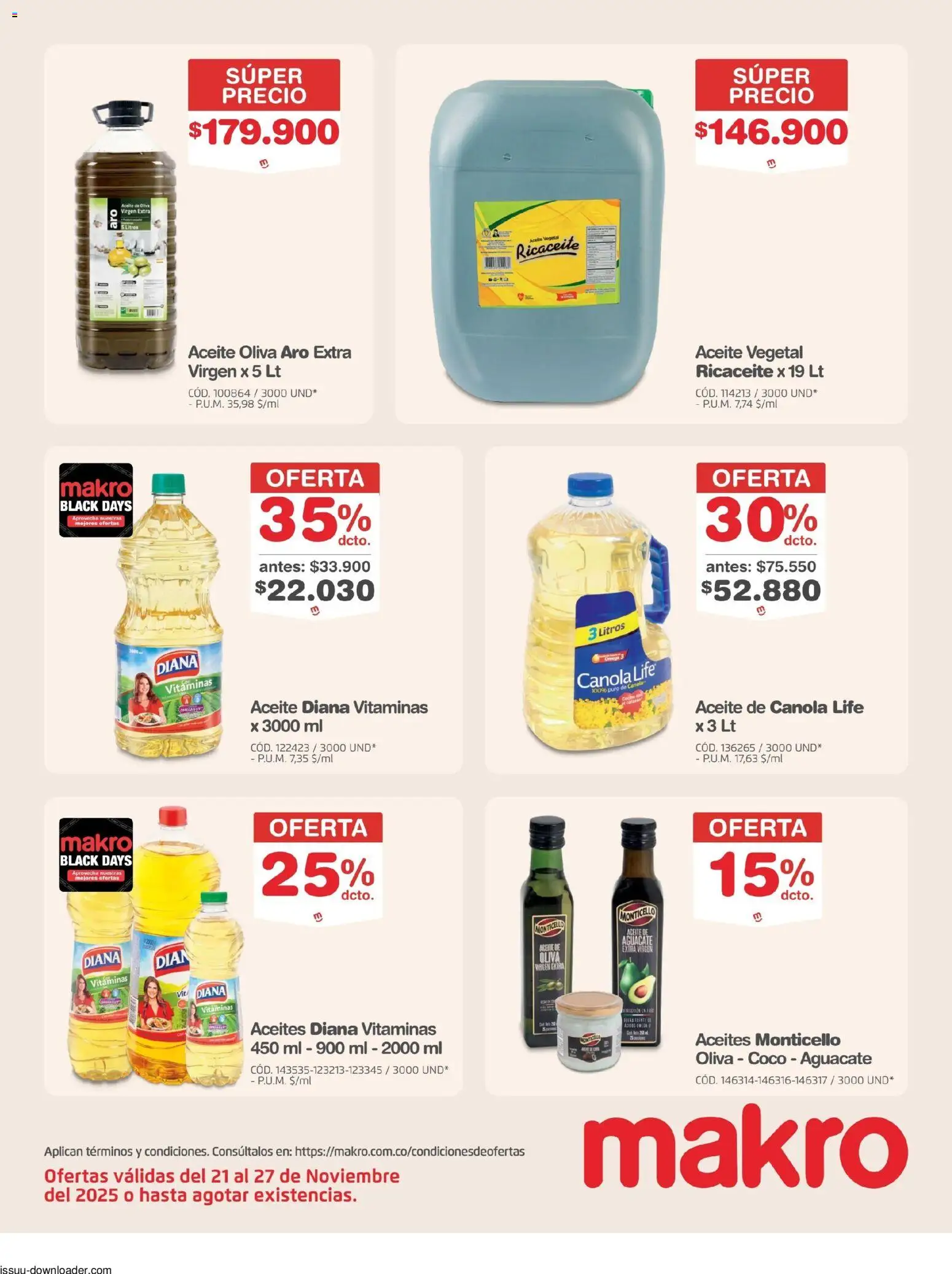 Makro revista - valida desde el 21.11.2025 | Página: 18 | Productos: Aguacate, Lavarropas, Vitaminas, Aceite