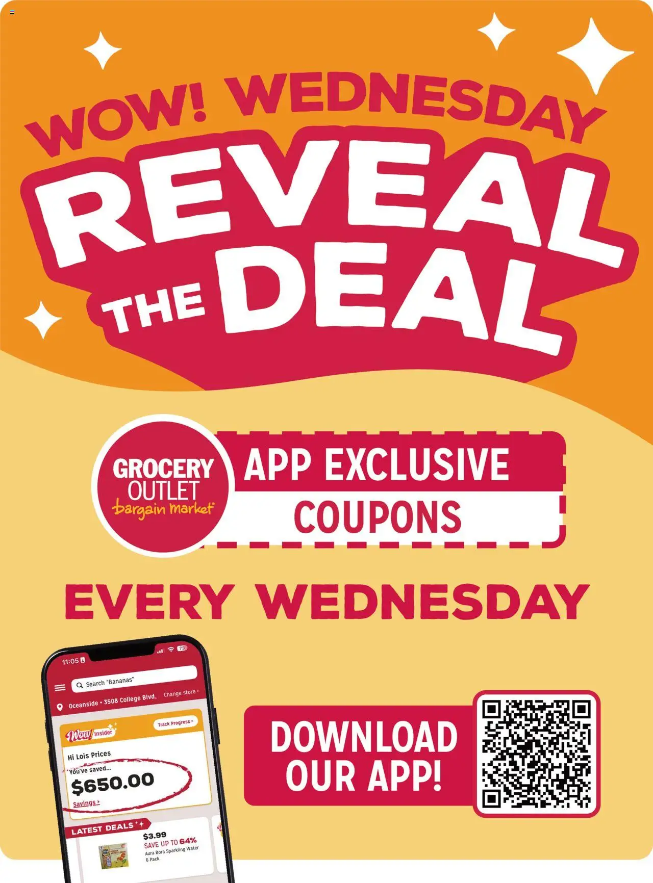 Grocery Outlet Weekly Ad - CA - valid from 08.10.2025 | Page: 1 | Products: Bananas, Water