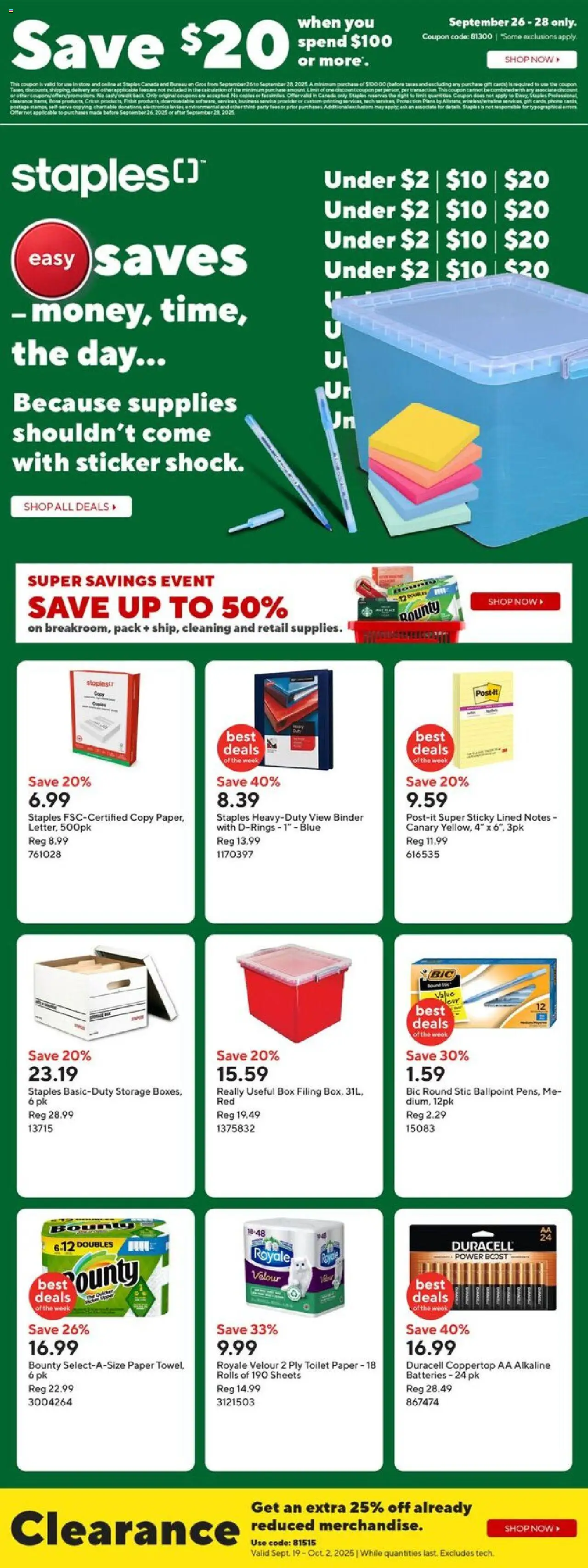 Staples flyer valid from 26.09.2025 | Page: 1 | Products: Box
