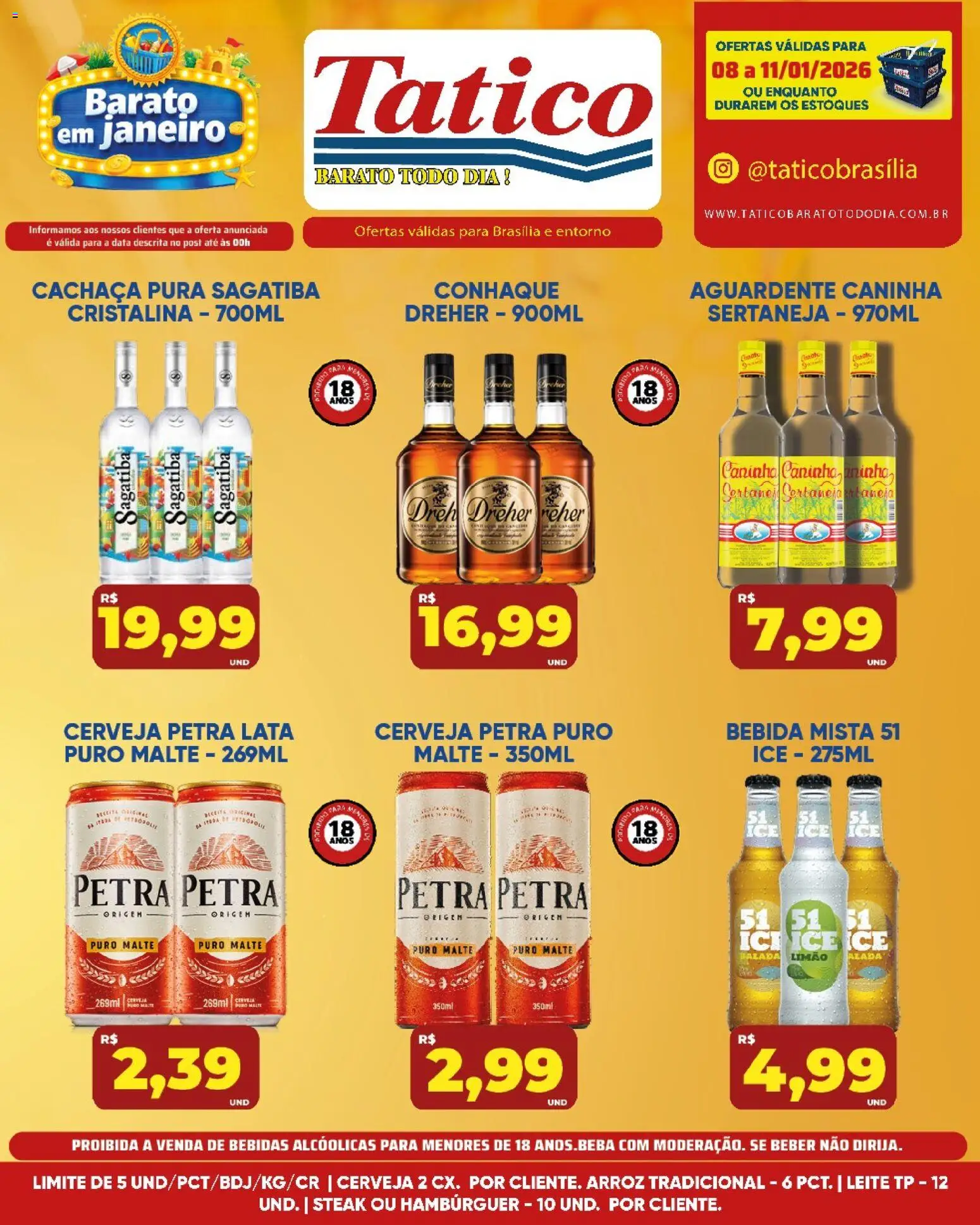 Tatico Folheto - válido de 09.01.2026 | Página: 35 | Produtos: Cachaça, Conhaque, Arroz, Hambúrguer